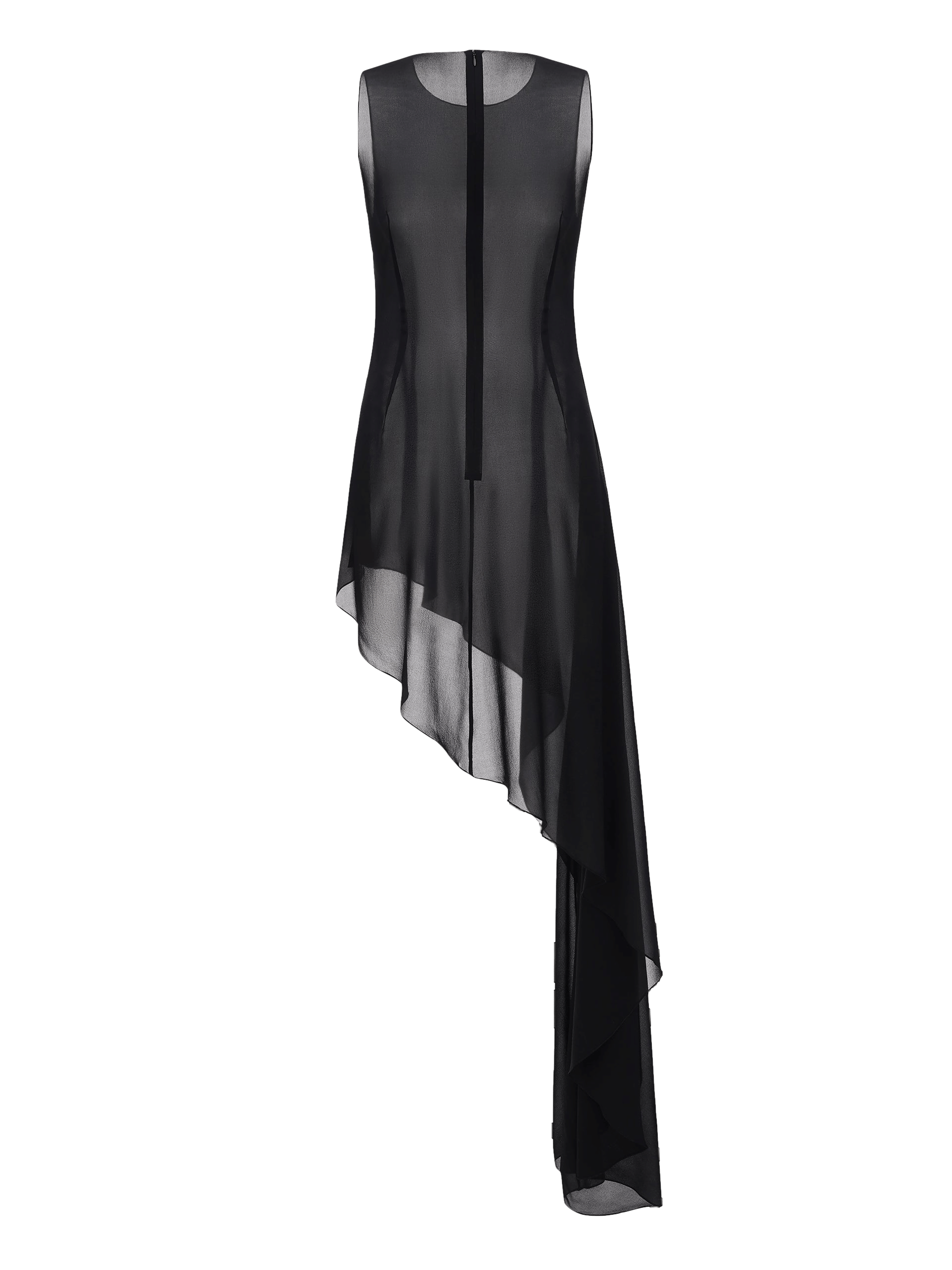 Asymmetric Silk Chiffon Dress in Black made by NDS The Label