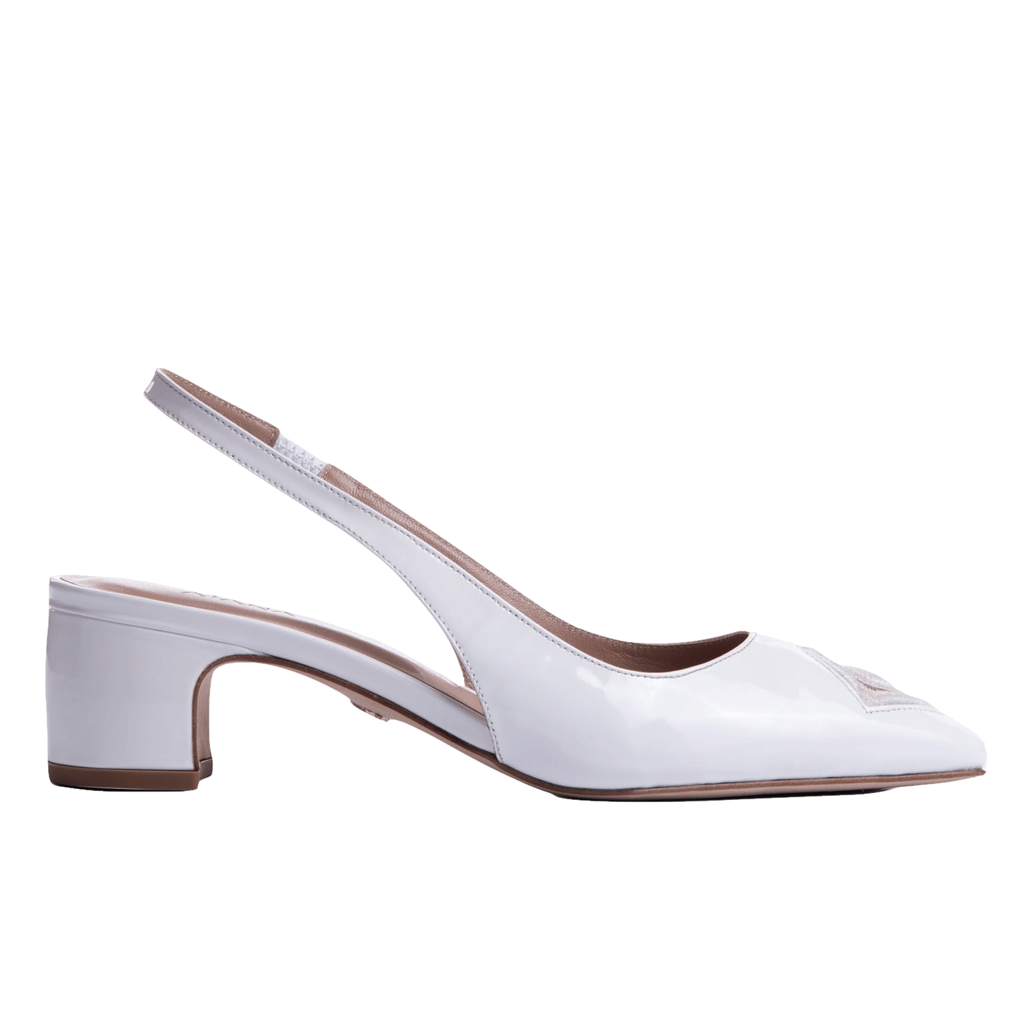 Diamond Slingback 45 White Patent in White made by ATANA