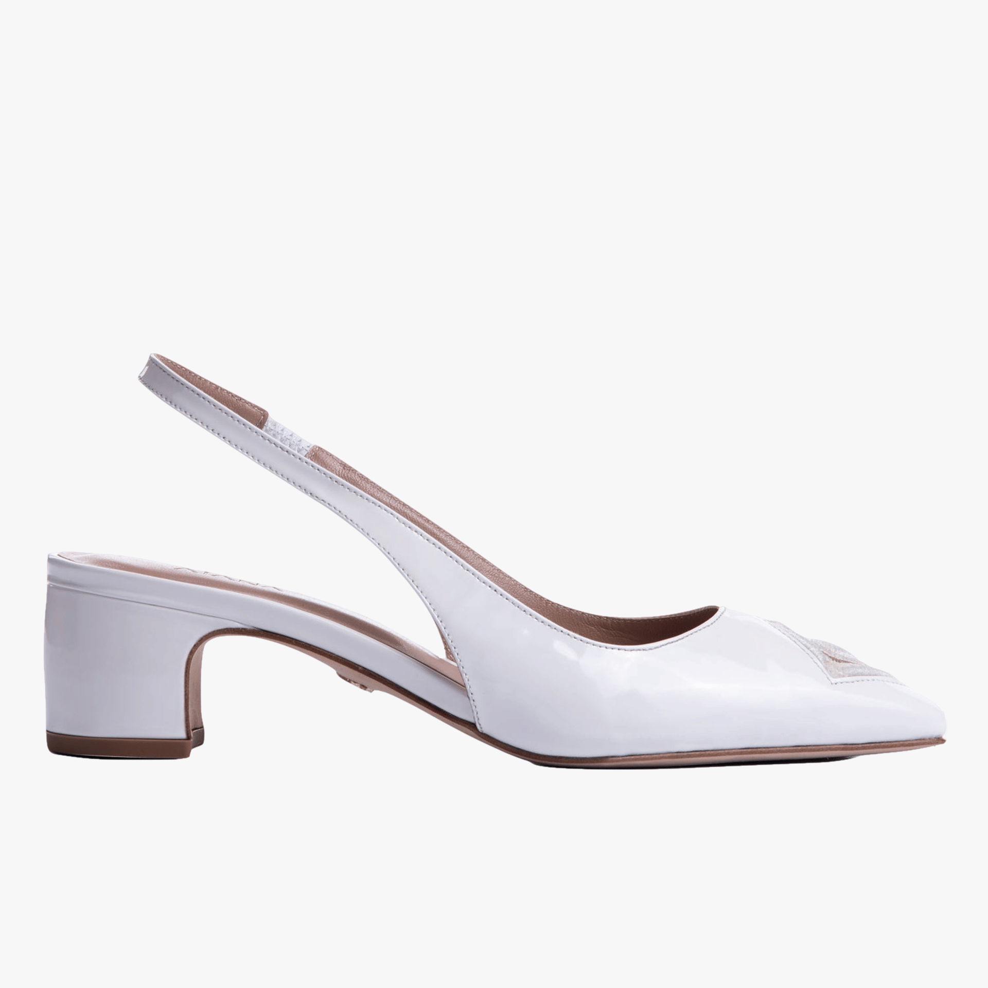 Diamond Slingback 45 White Patent in White made by ATANA