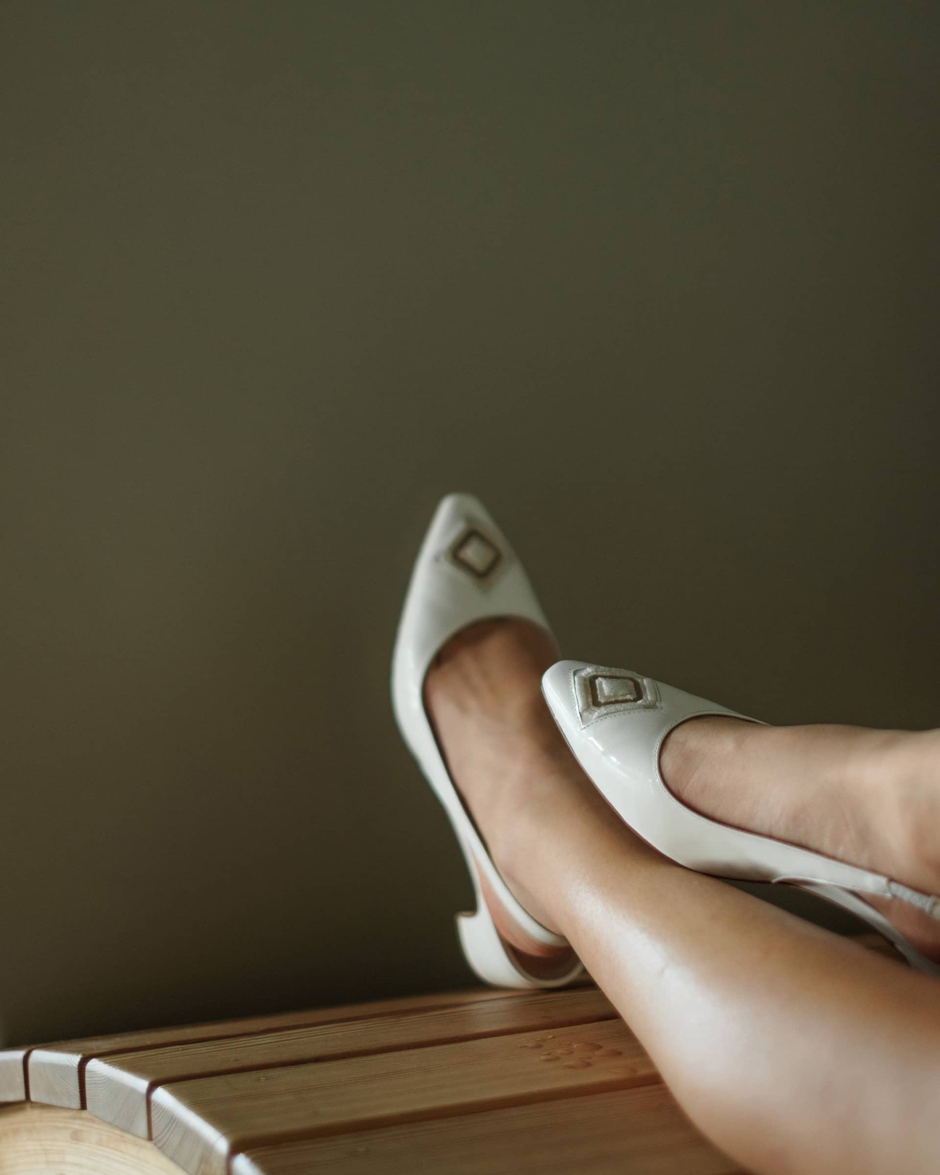 Diamond Slingback 45 White Patent in White made by ATANA