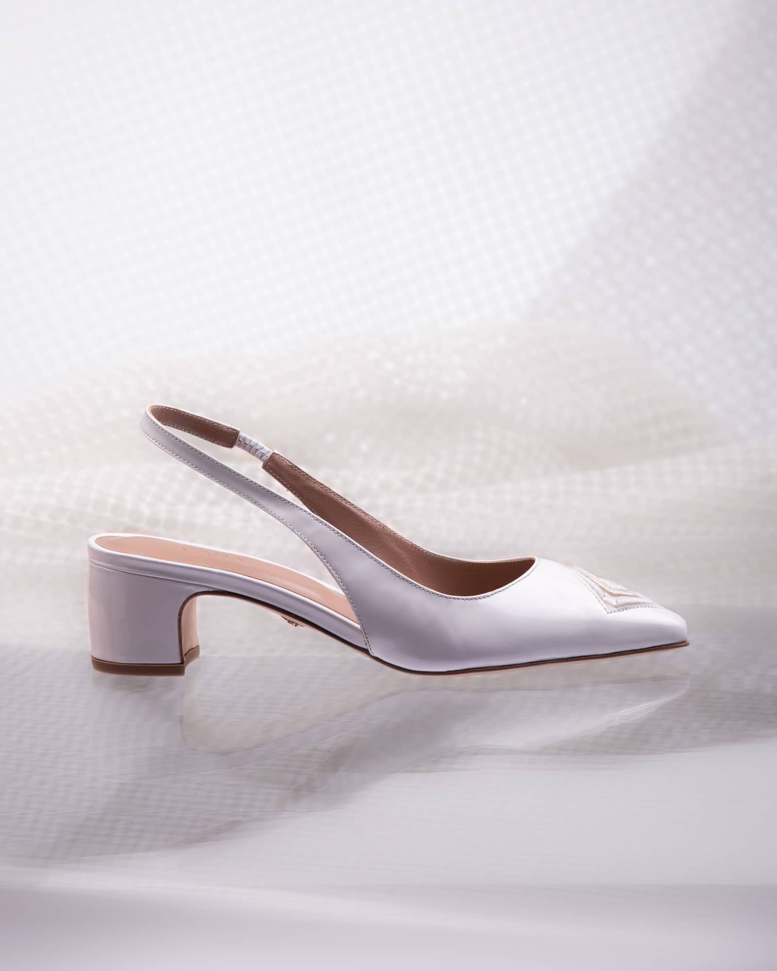 Diamond Slingback 45 White Patent in White made by ATANA
