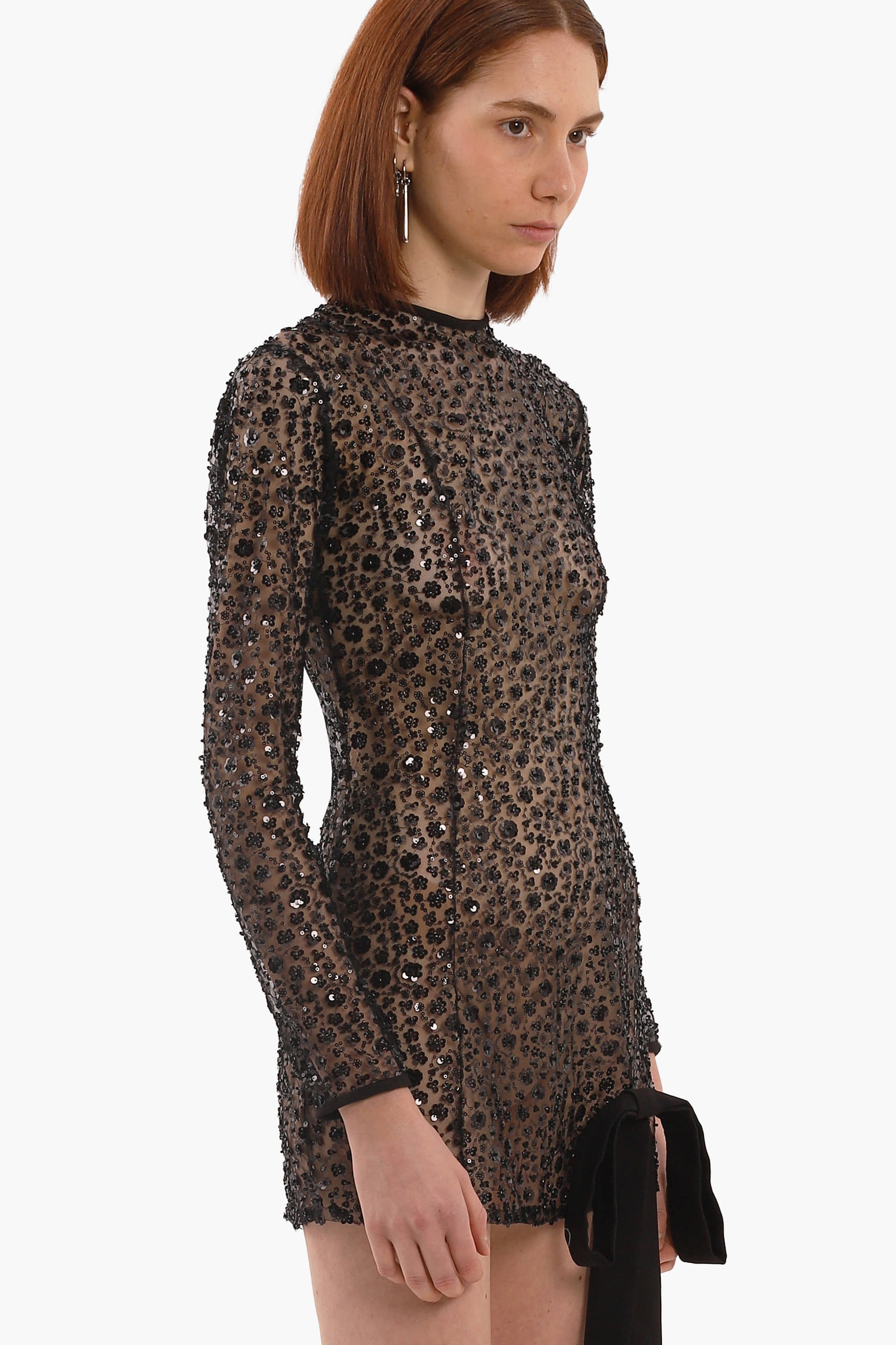 Black sequin embroidered mini dress made by Compte Spain