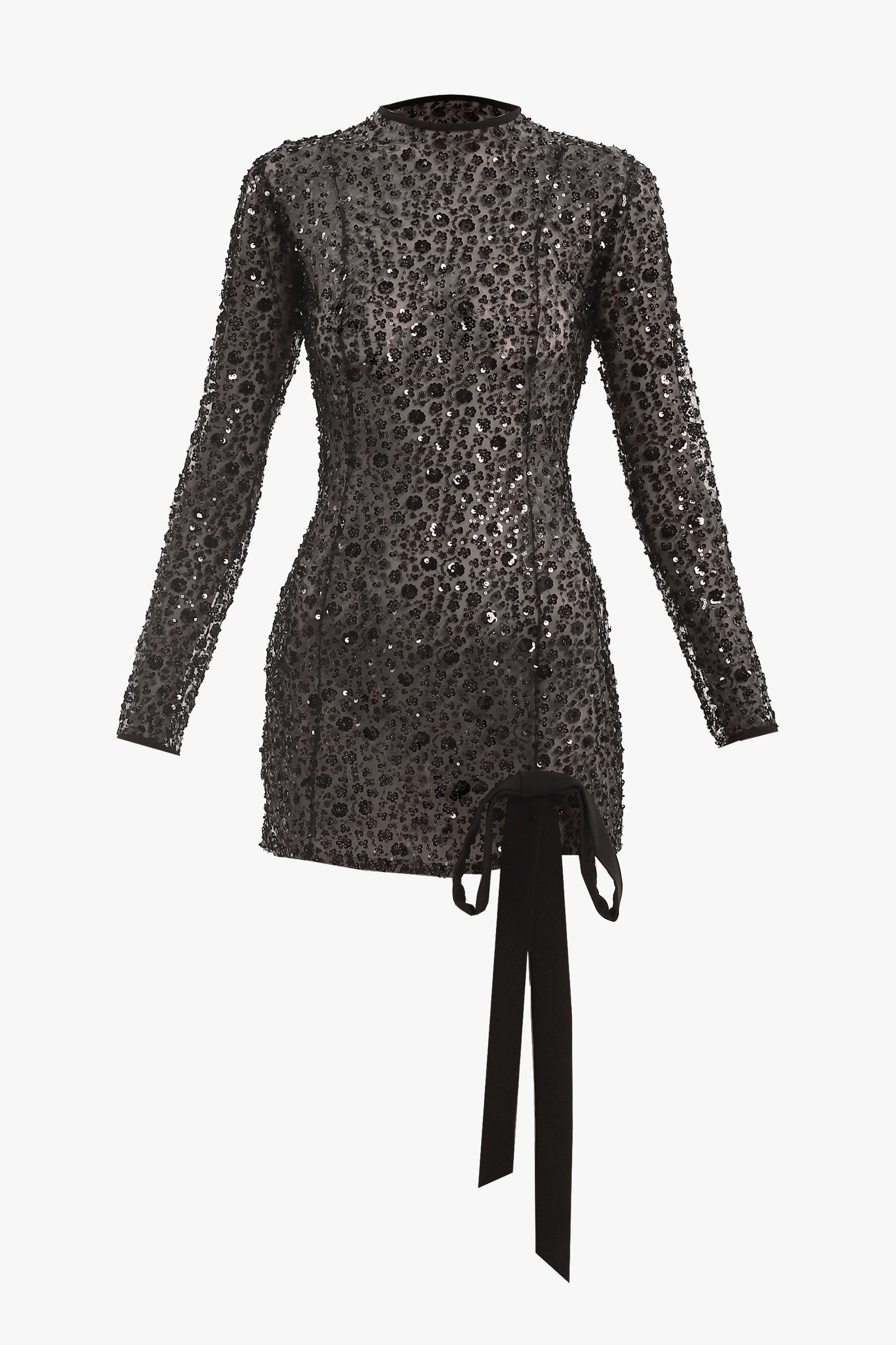 Black sequin embroidered mini dress made by Compte Spain