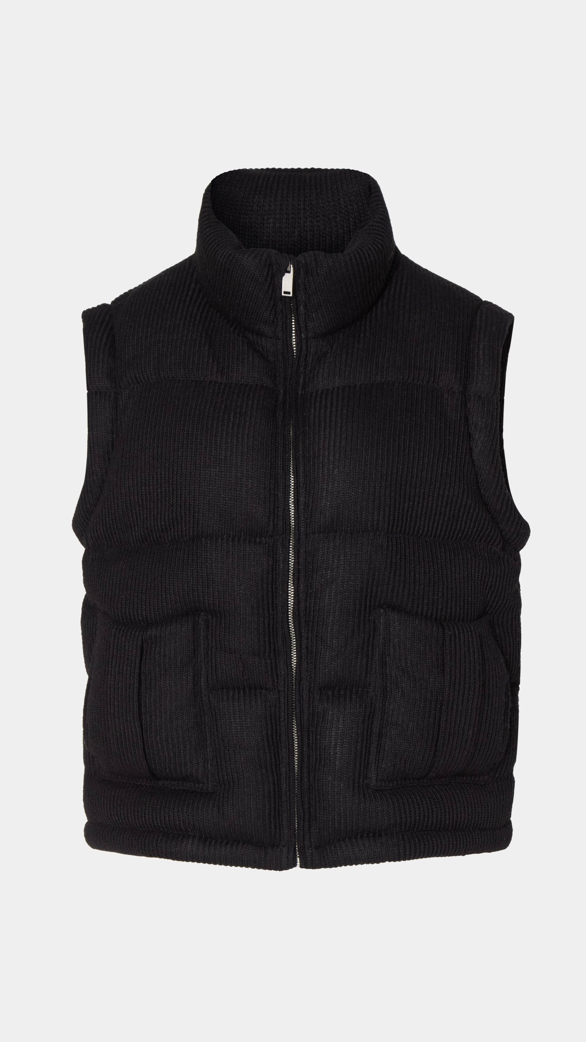Knitted Puffer Jacket Vest Black made by CLOEYS
