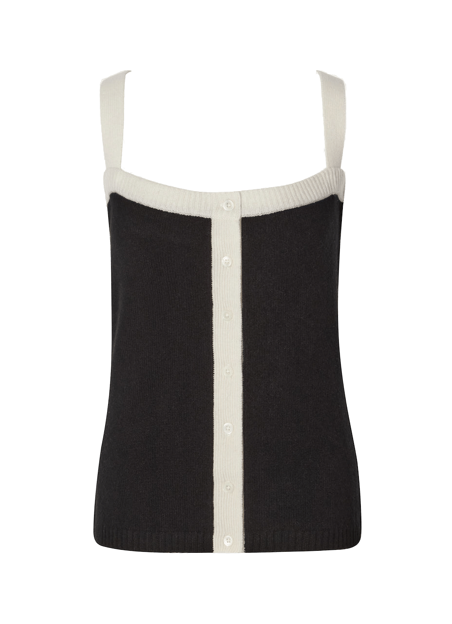 Cashmere tank top black & white made by CLOEYS