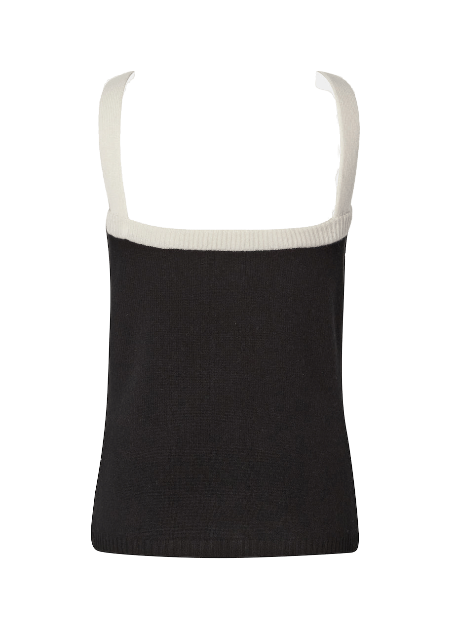 Cashmere tank top black & white made by CLOEYS