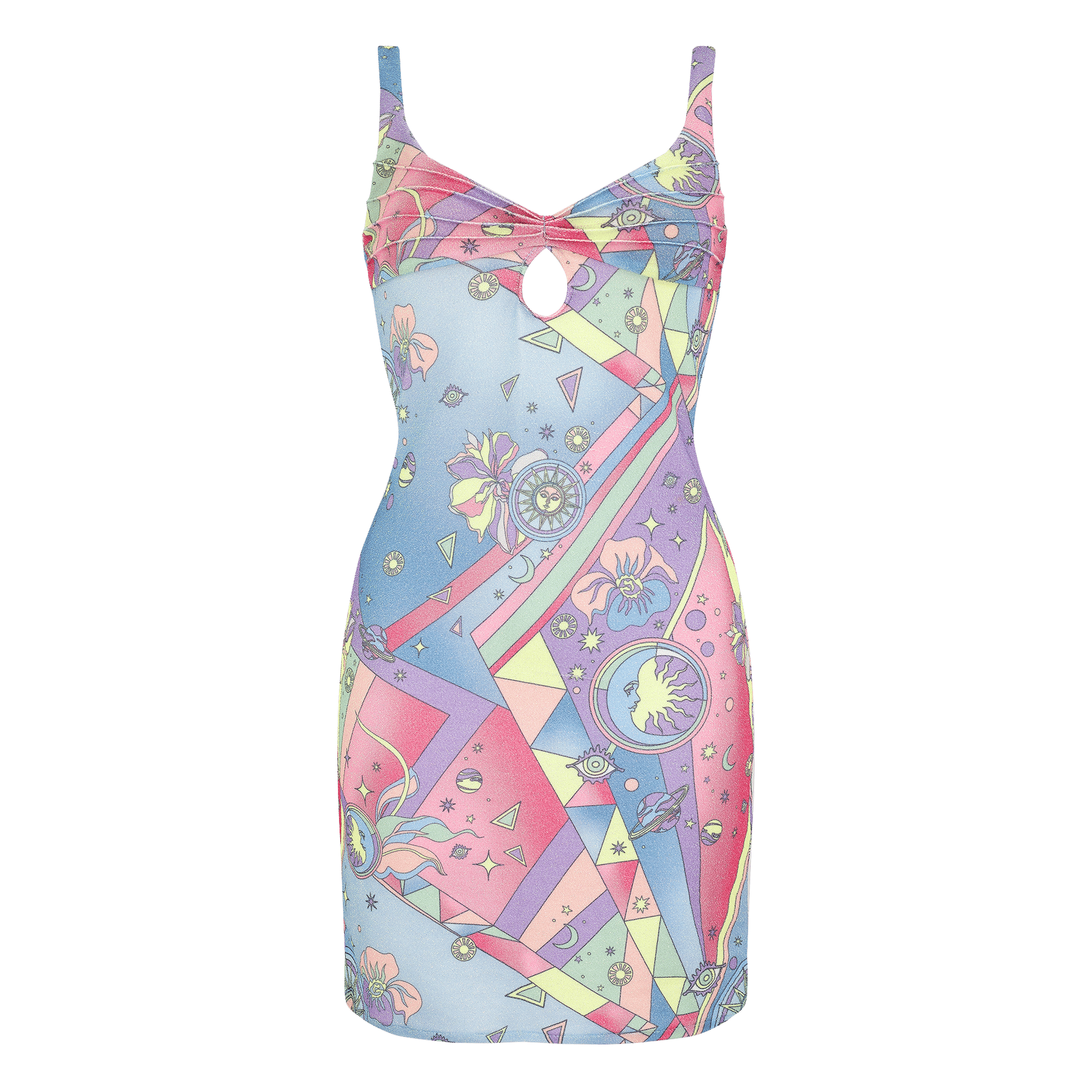 Aliona Embellished Luxury Multi-Coloured Party Dress in Multi color made by Oceanus Swimwear