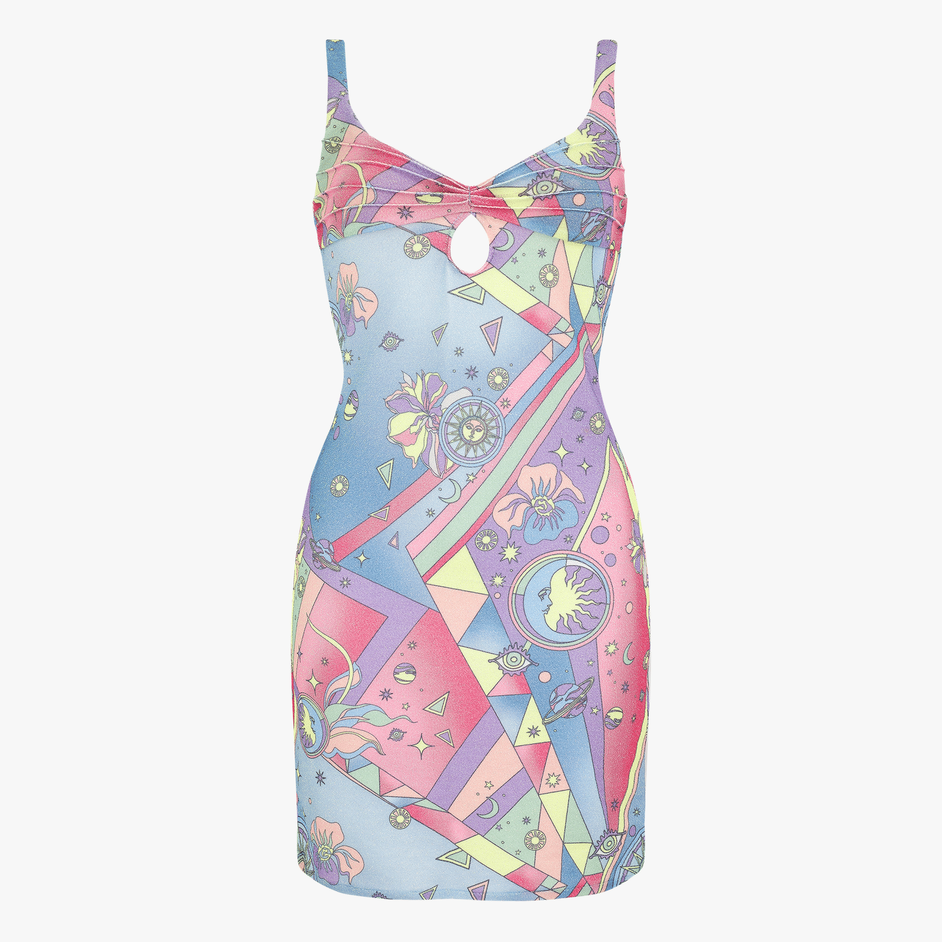 Aliona Embellished Luxury Multi-Coloured Party Dress in Multi color made by Oceanus Swimwear