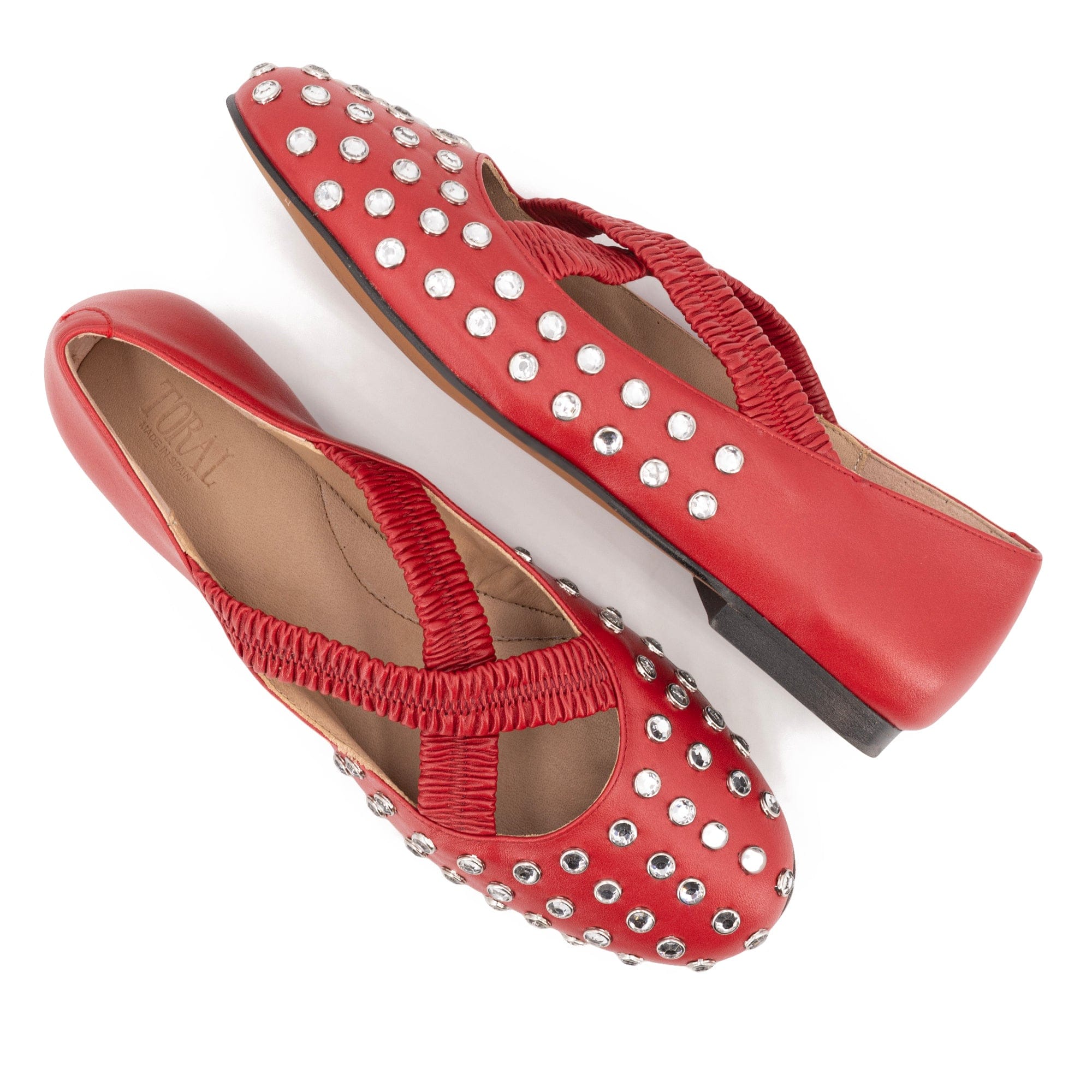 SILVIE  CRYSTALS RED BALLERINAS made by Toral