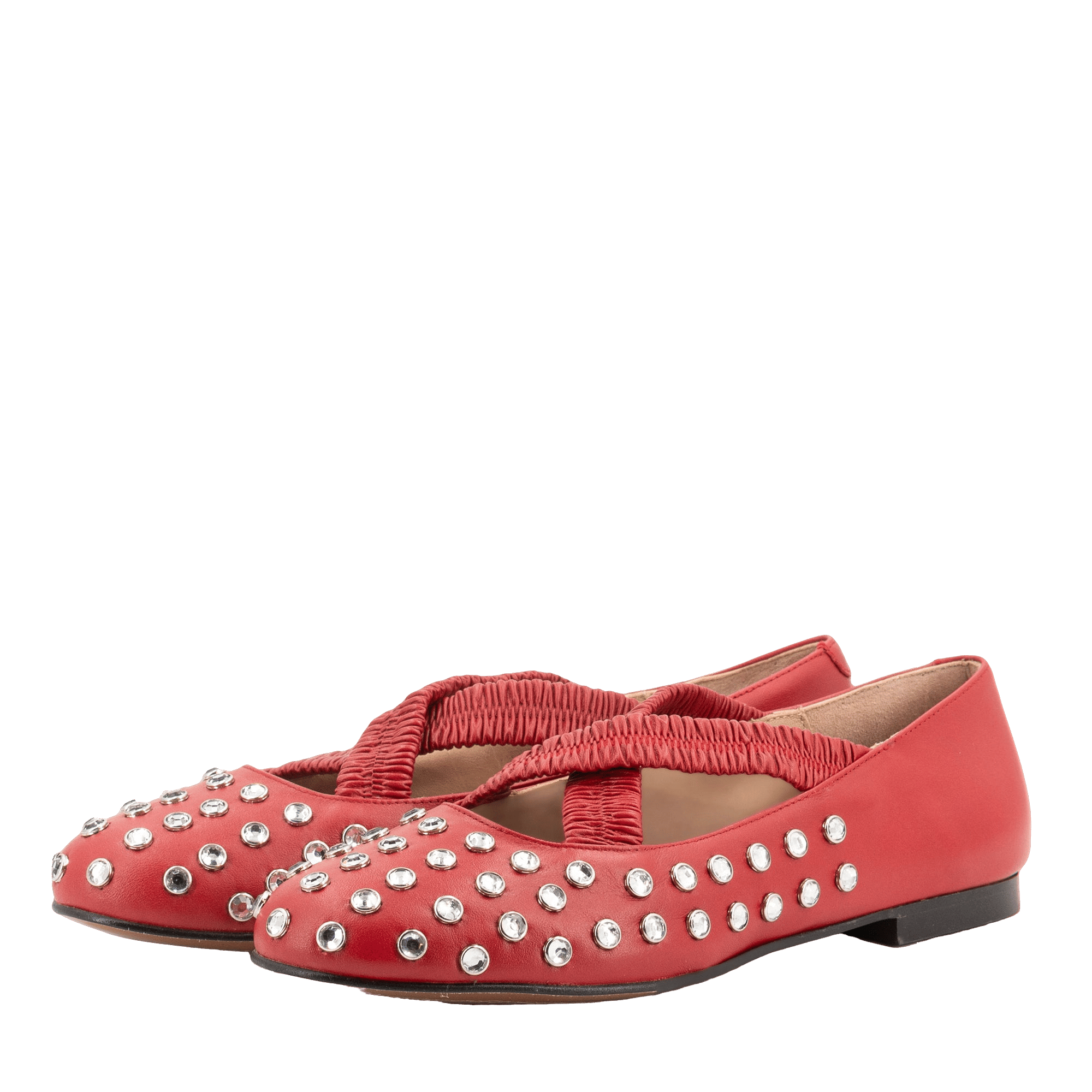 SILVIE  CRYSTALS RED BALLERINAS made by Toral