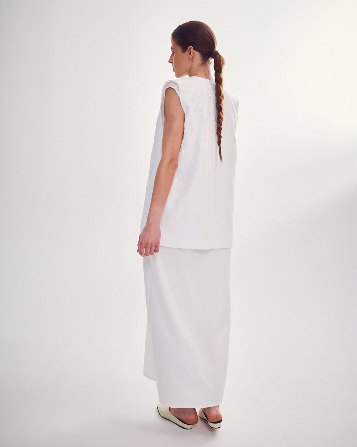 MILK EMBROIDERED VEST made by DELEGAN Clothes