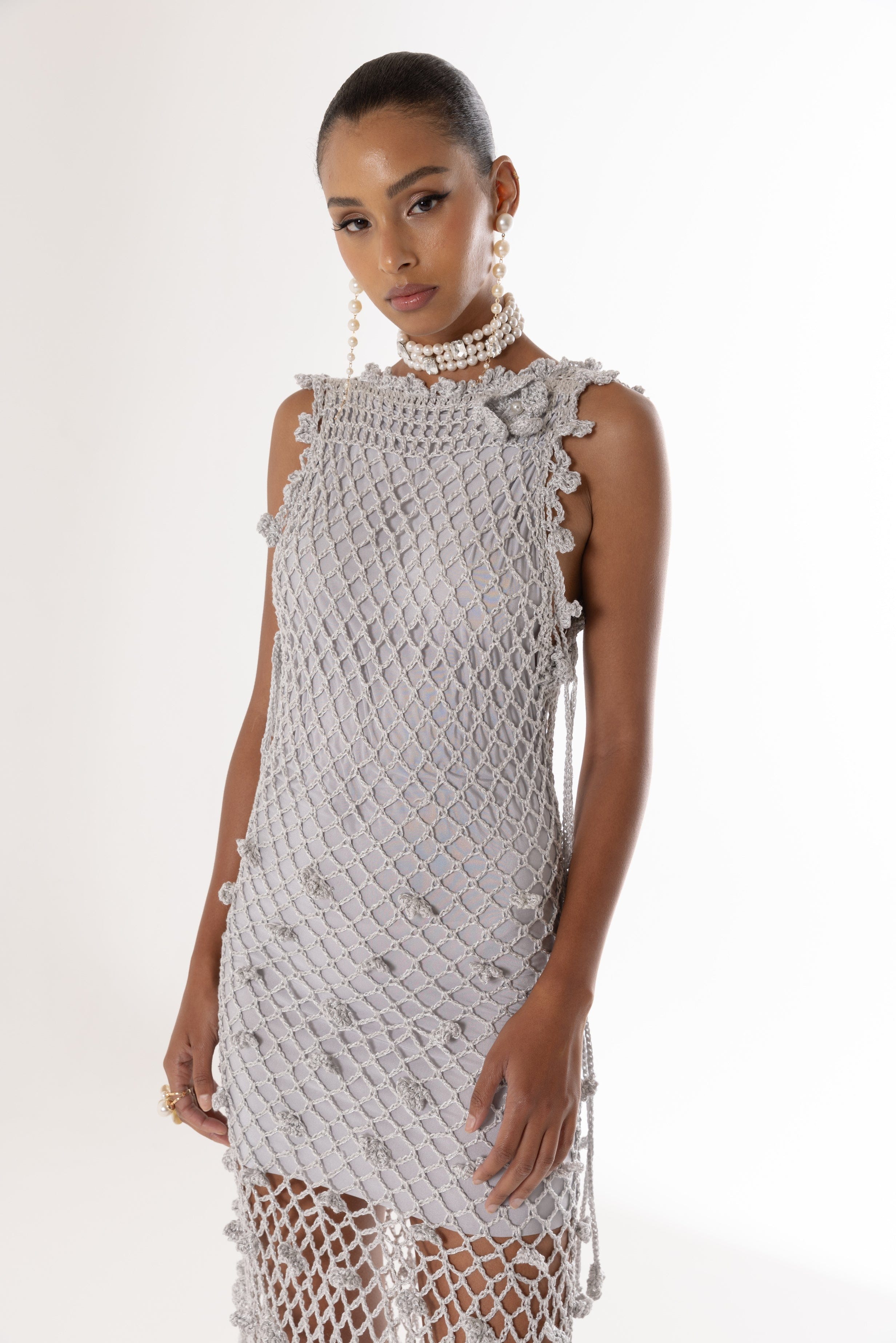 Sofia Silver Handmade Crochet Dress made by ANDREEVA