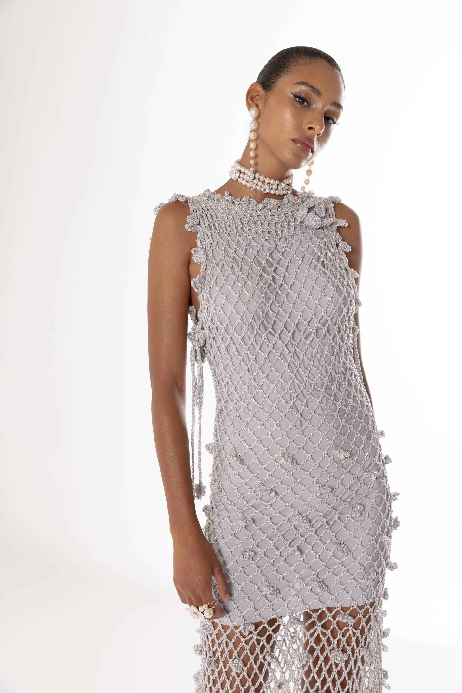Sofia Silver Handmade Crochet Dress made by ANDREEVA