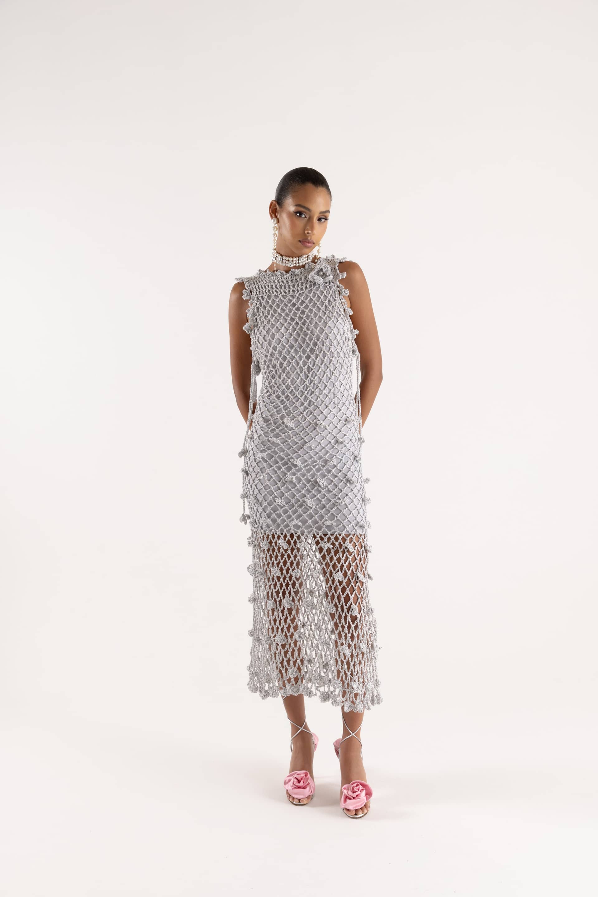 Sofia Silver Handmade Crochet Dress made by ANDREEVA
