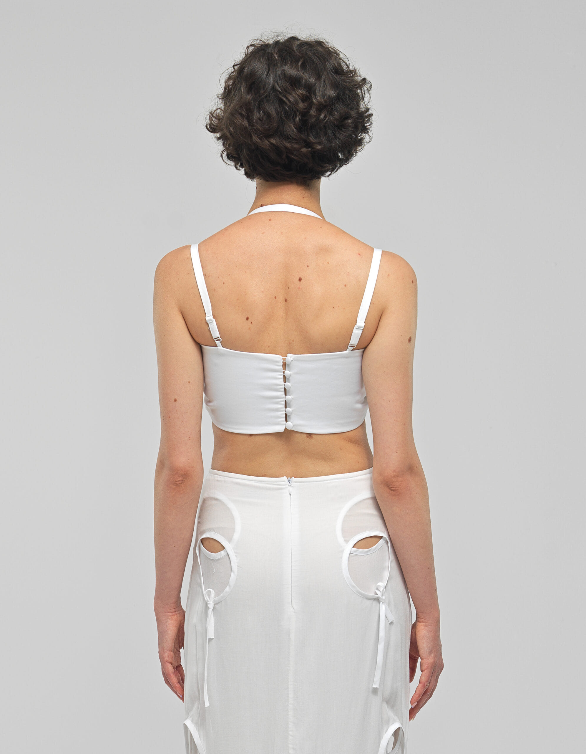 GWEN White Cropped Denim Top made by MAET