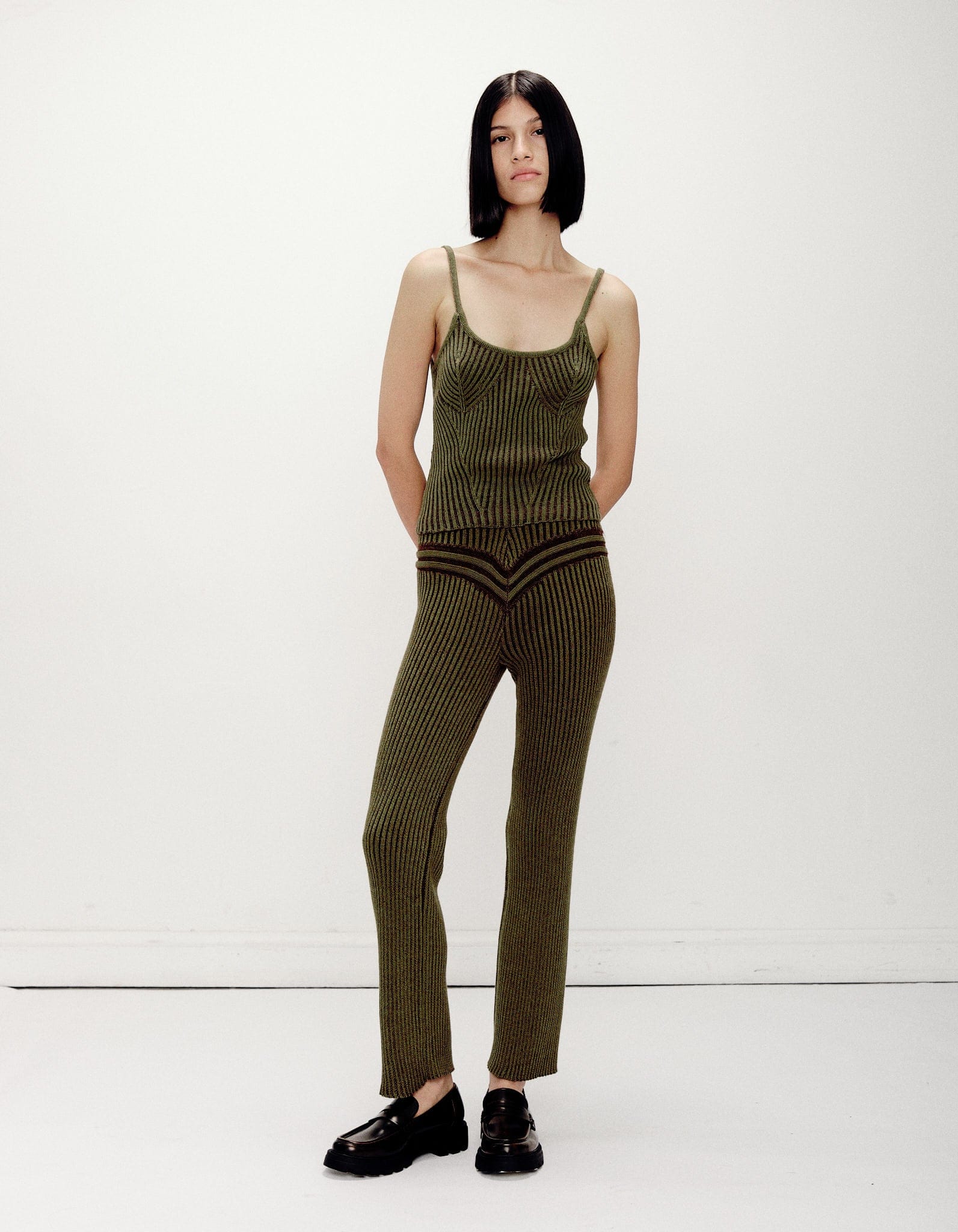 Corriente Pant Green Brown made by Peregrina