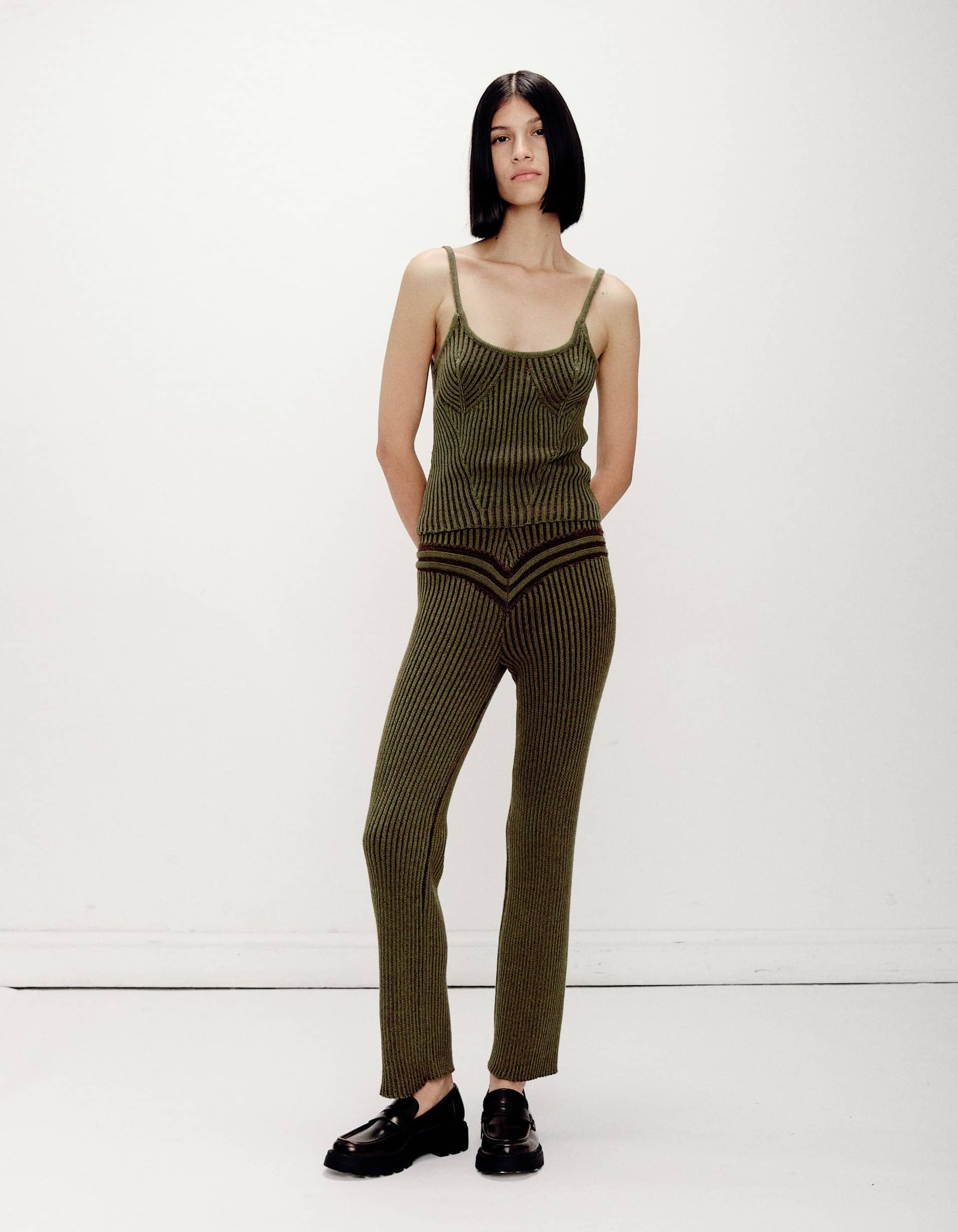 Corriente Pant Green Brown made by Peregrina