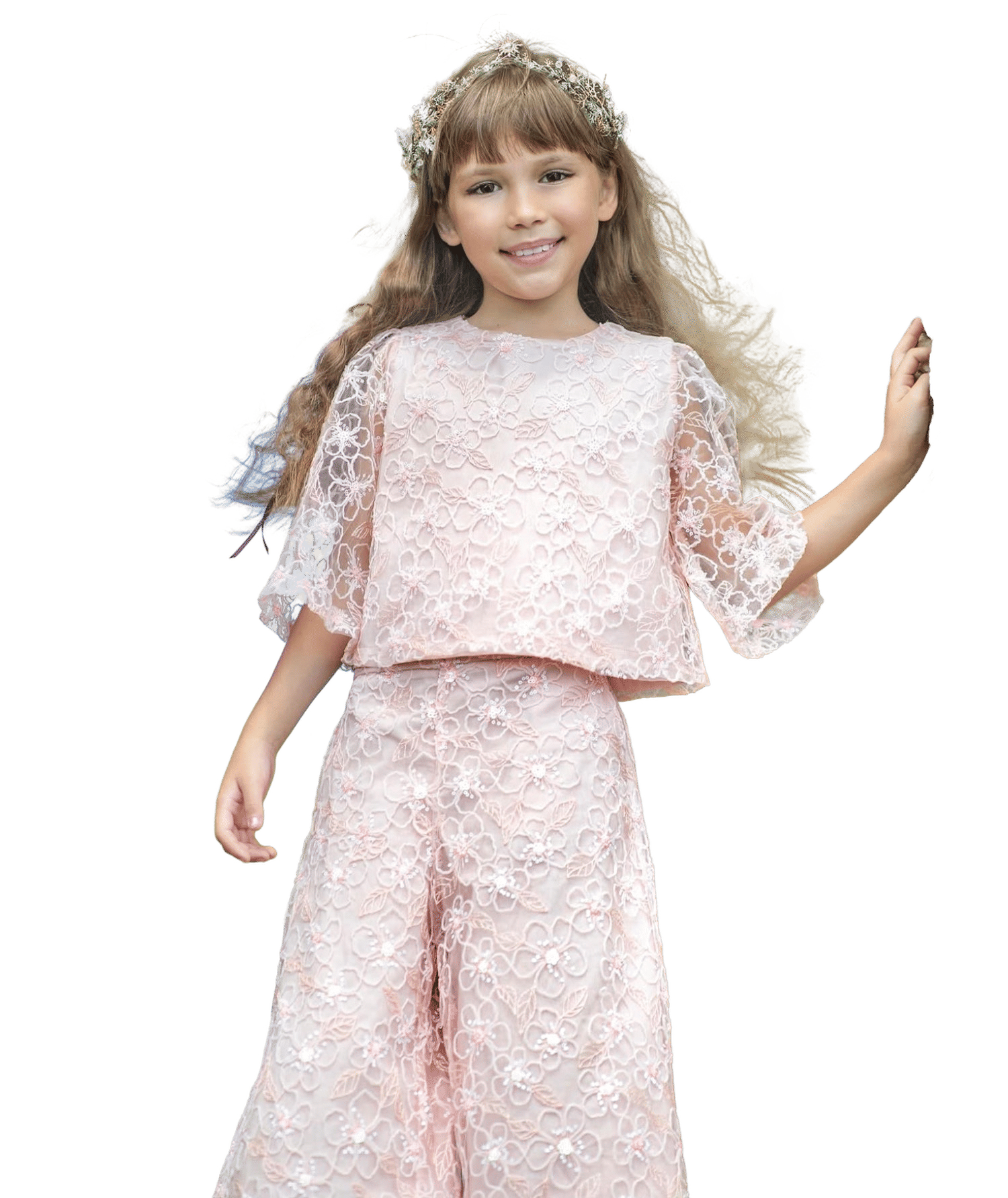 Floral Embroidered Lace Outfit | 2 Pieces made by Mama Luma