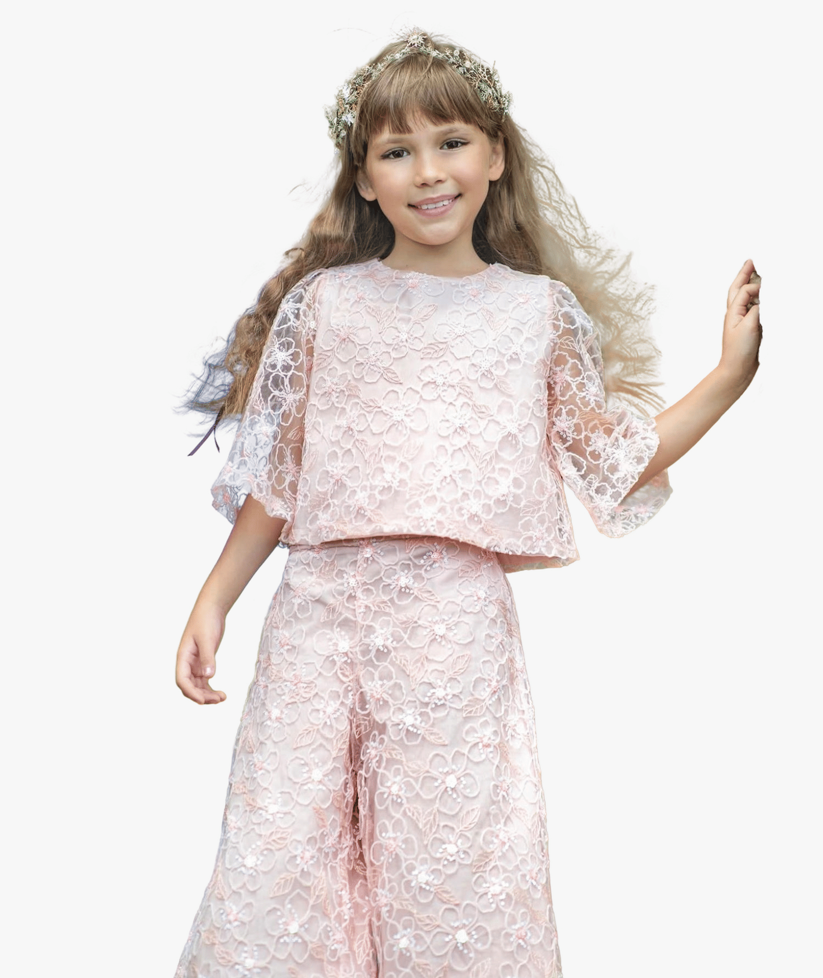 Floral Embroidered Lace Outfit | 2 Pieces made by Mama Luma