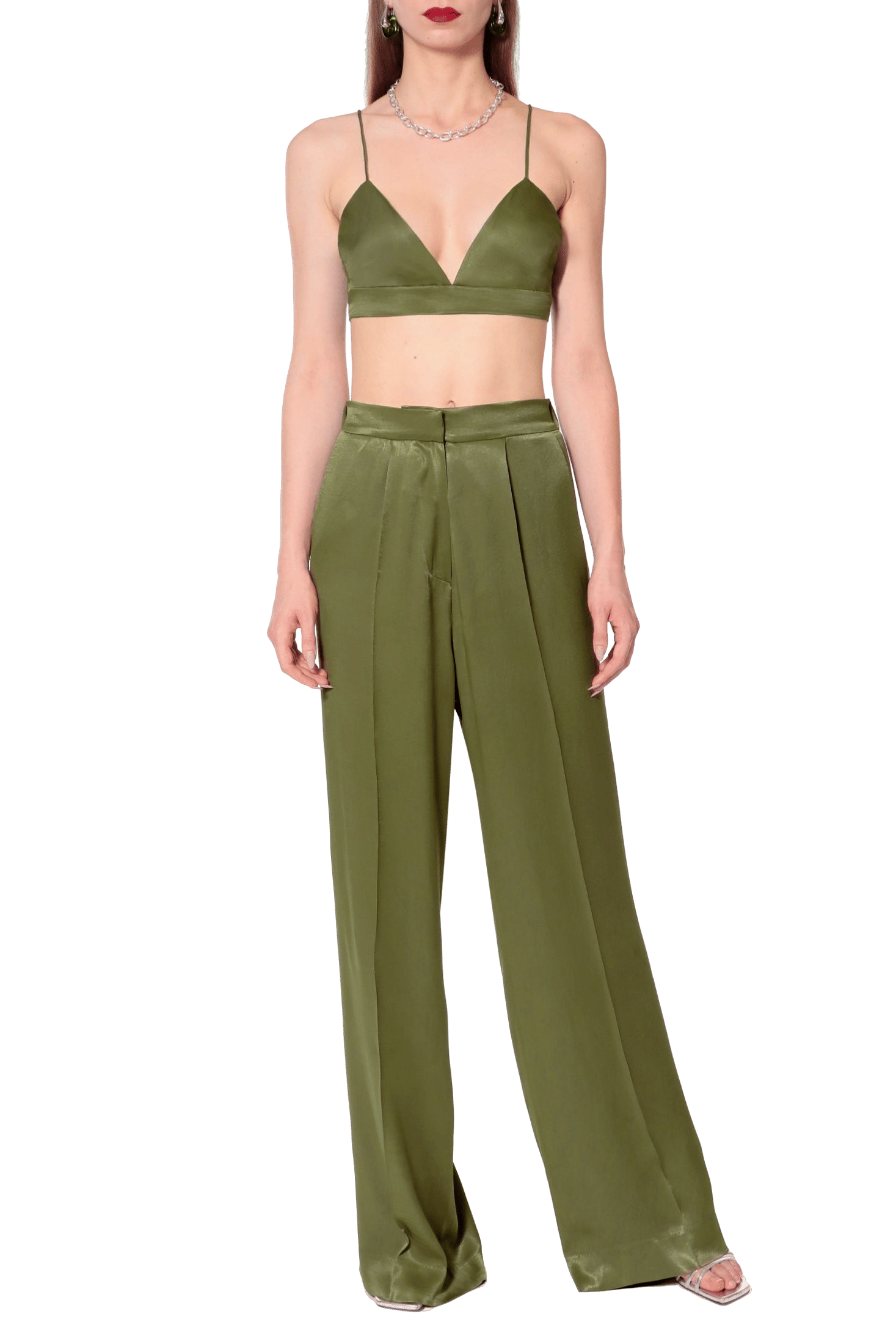 Bralette top Asha Satin Olive Branch made by HALEWSKI