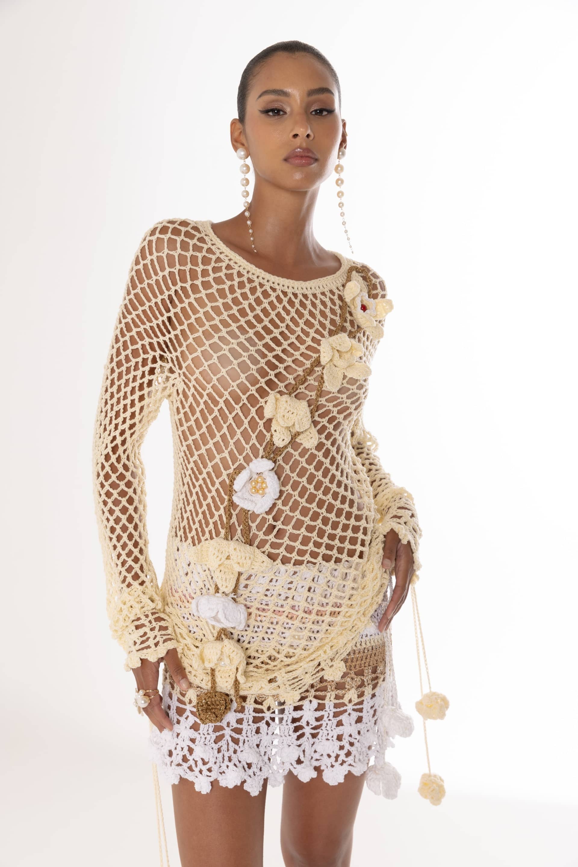 Vanilla Multicolor Handmade Crochet Skirt made by ANDREEVA