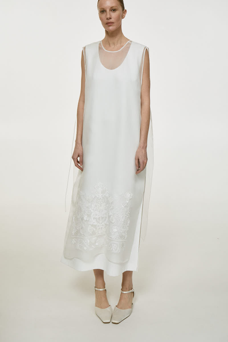 MILK EMBROIDERED SHAWL made by DELEGAN Clothes