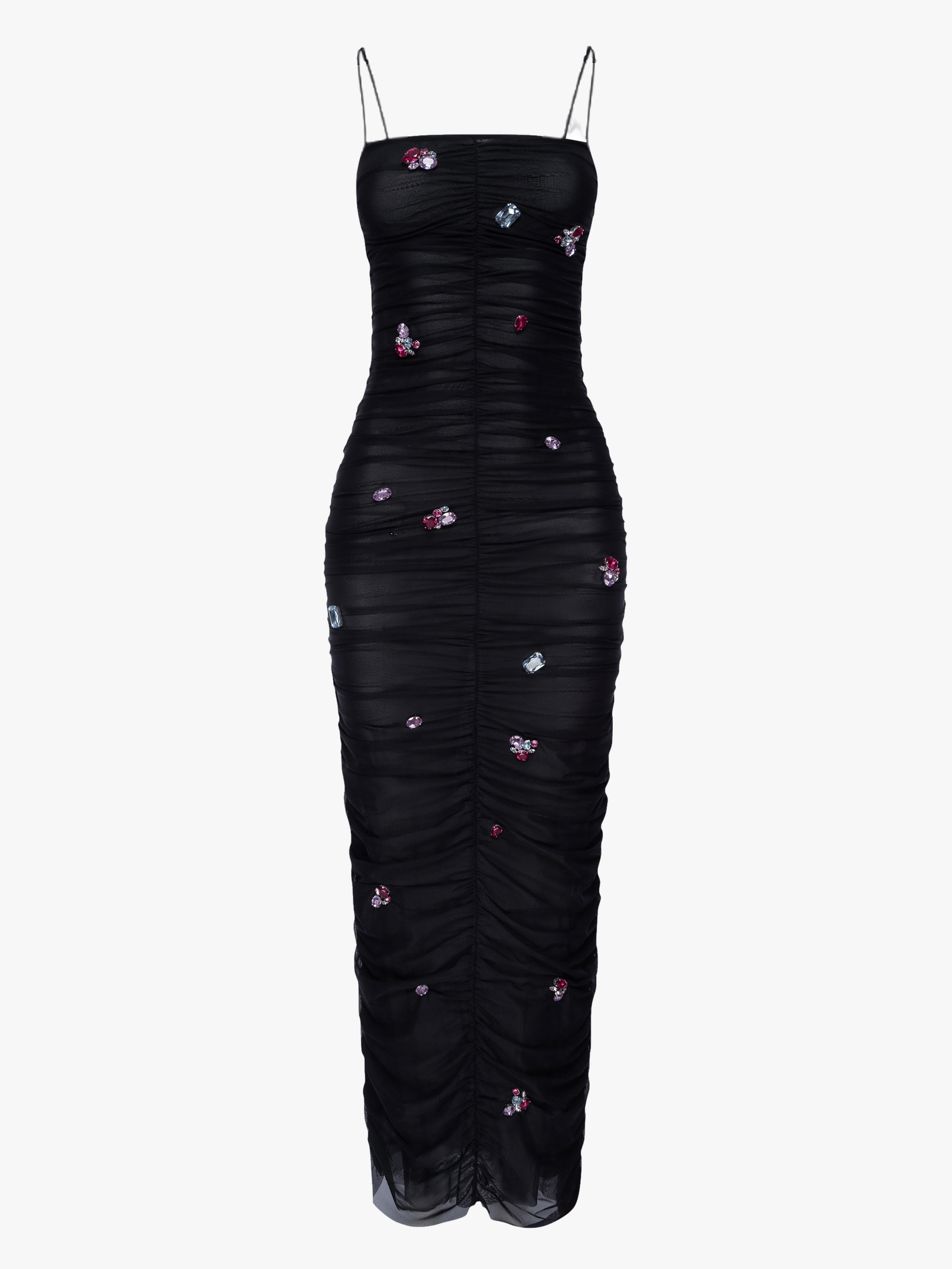 Embellished Ruched Mesh Midi Dress made by NDS The Label