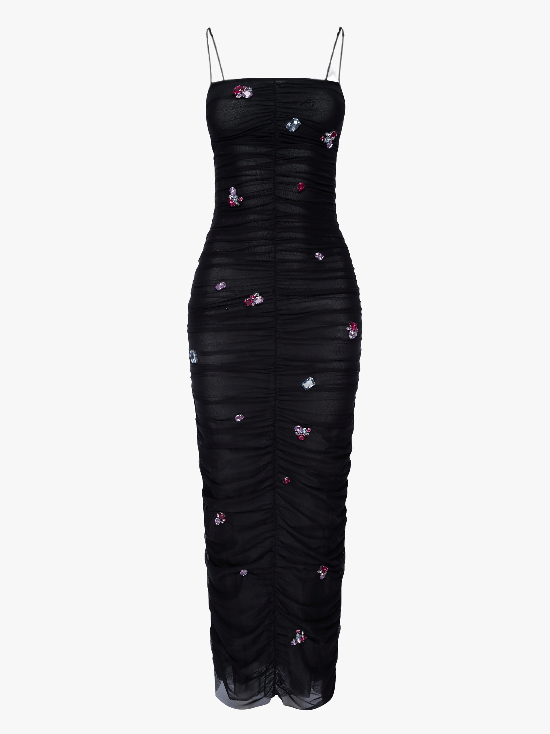 Embellished Ruched Mesh Midi Dress made by NDS The Label