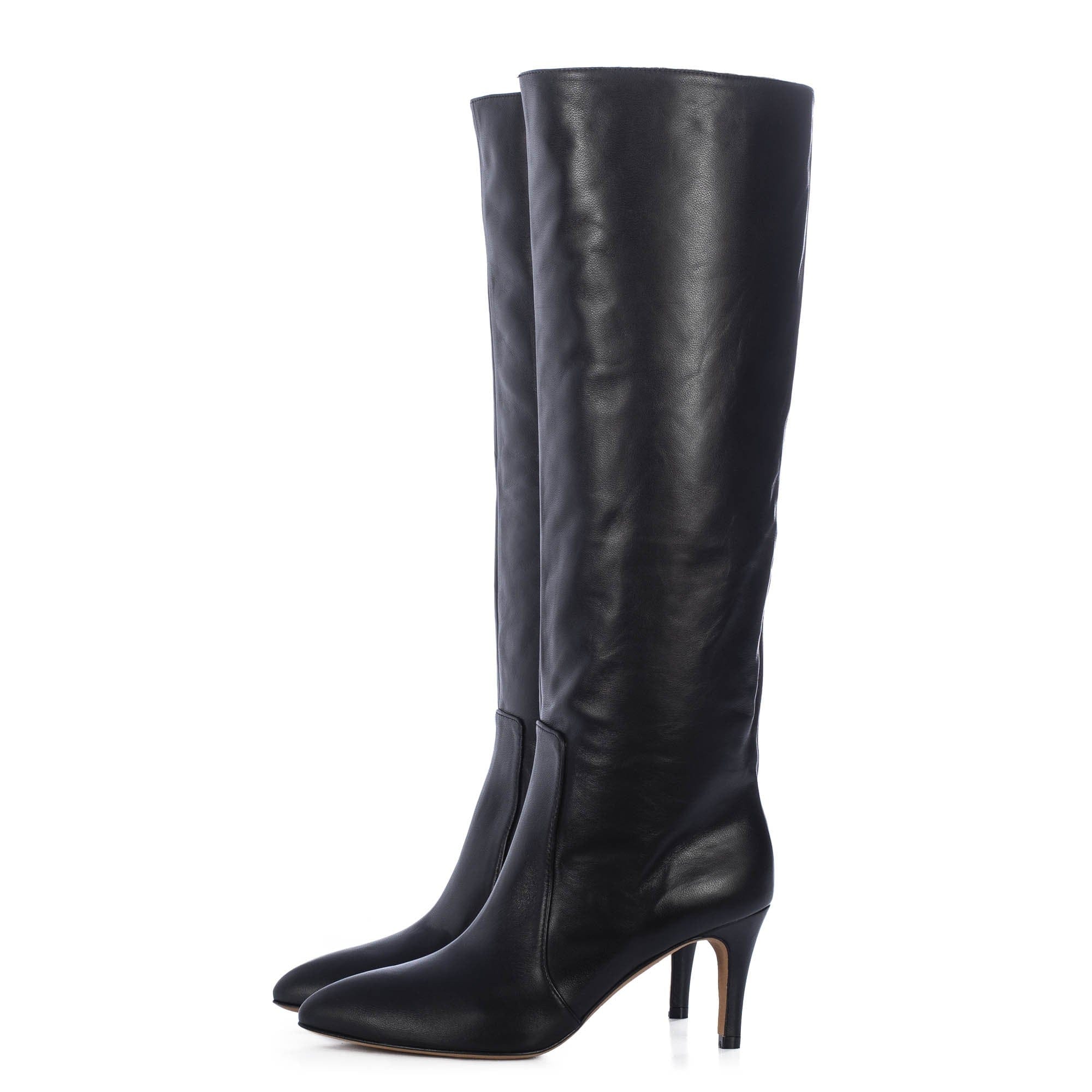 TORAL BLACK LEATHER TALL BOOTS in Black made by Toral