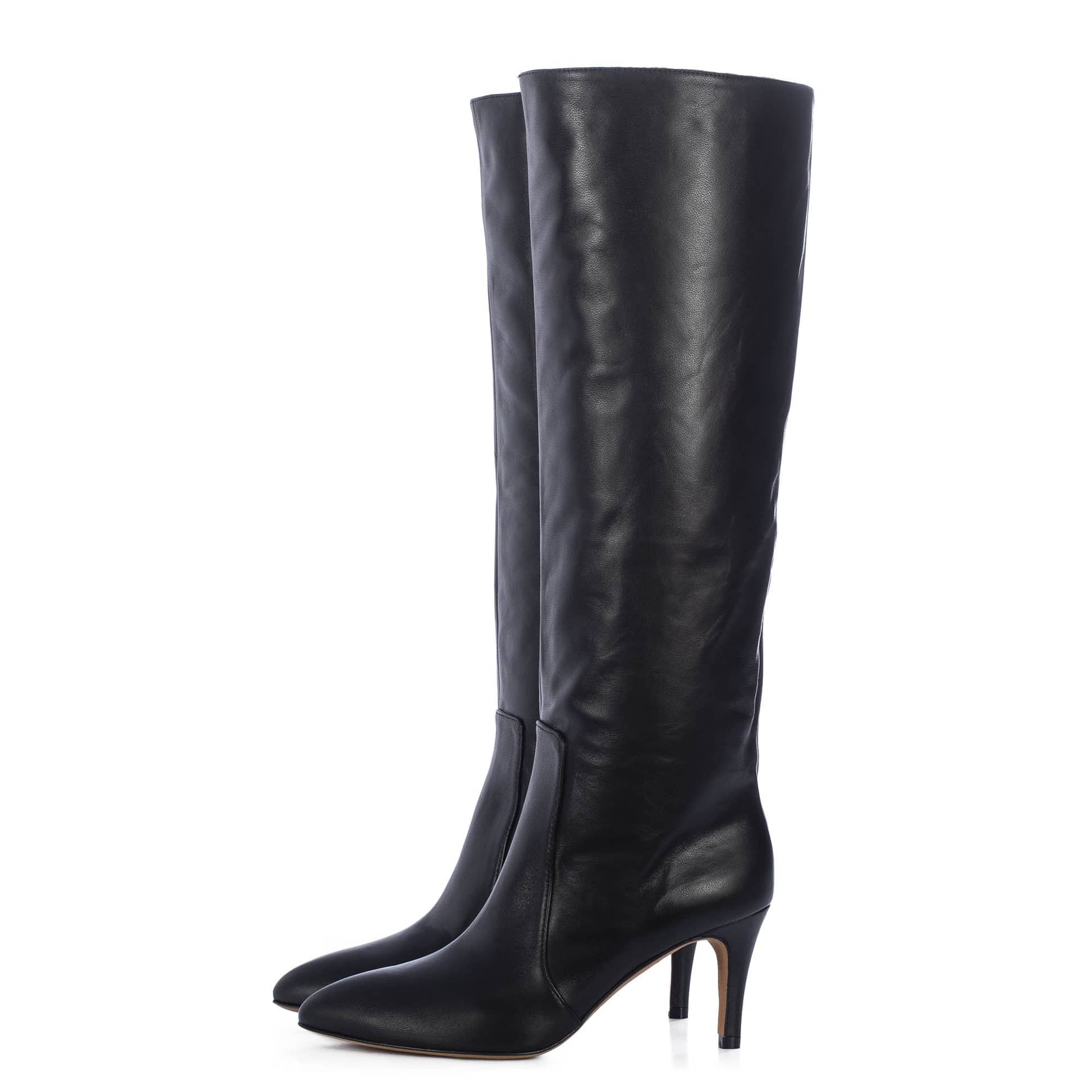 TORAL BLACK LEATHER TALL BOOTS in Black made by Toral