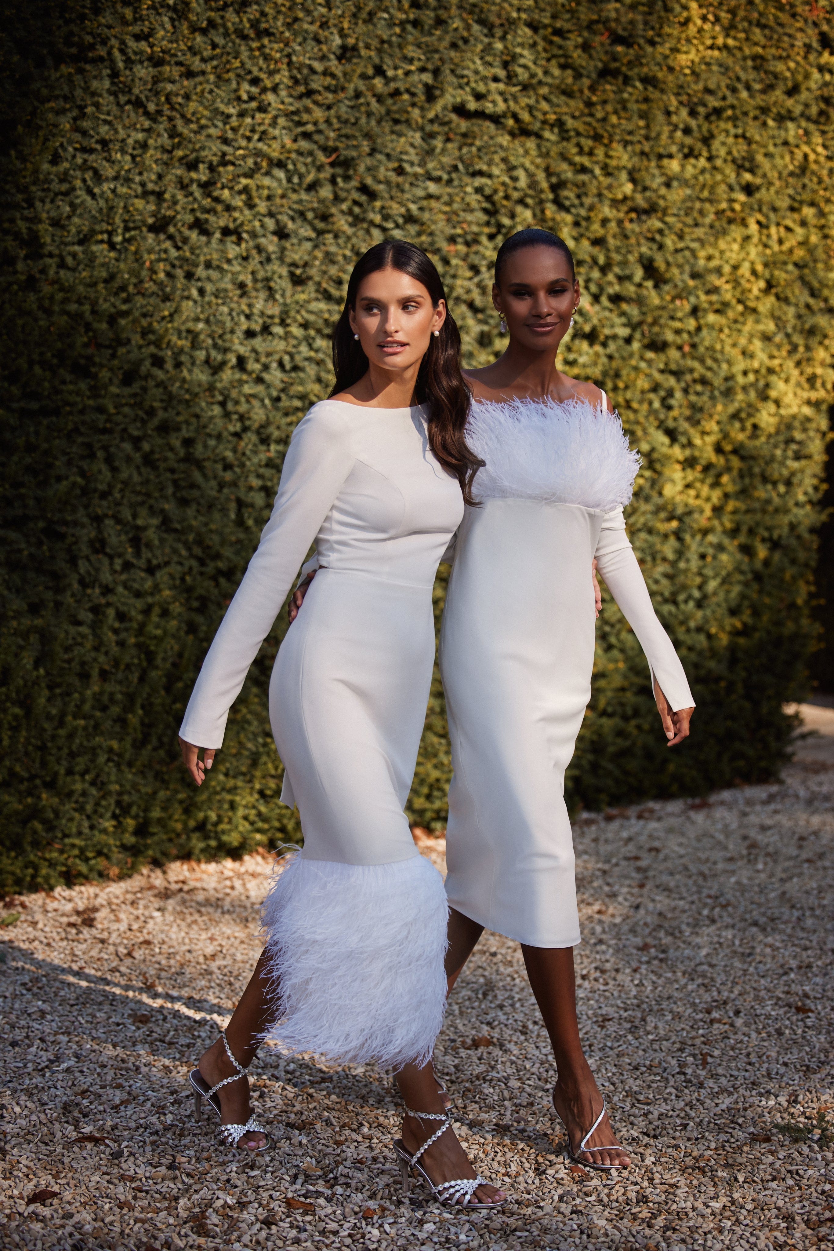 Voguish feather embellished midi dress made by Milla