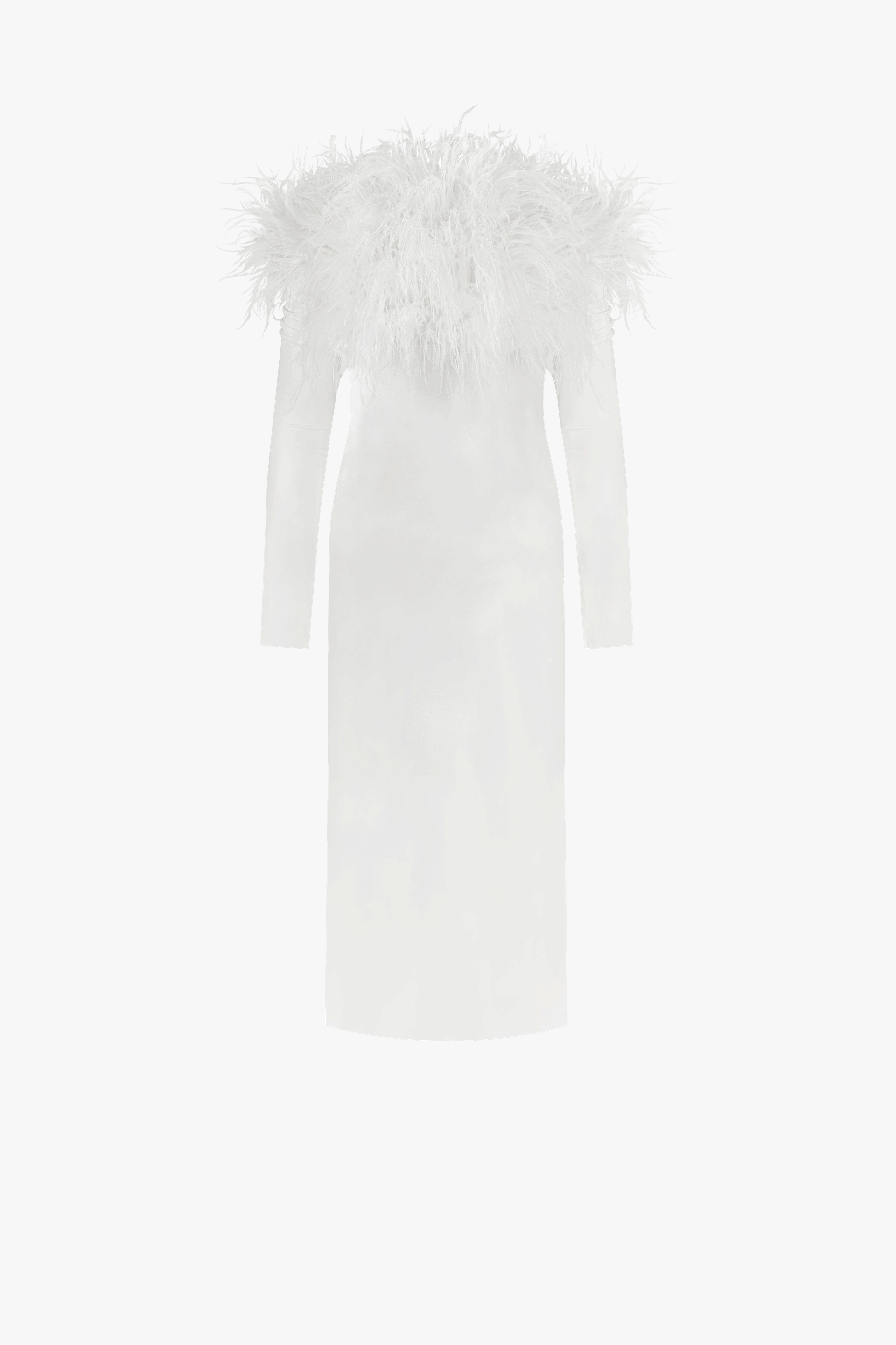 Voguish feather embellished midi dress made by Milla