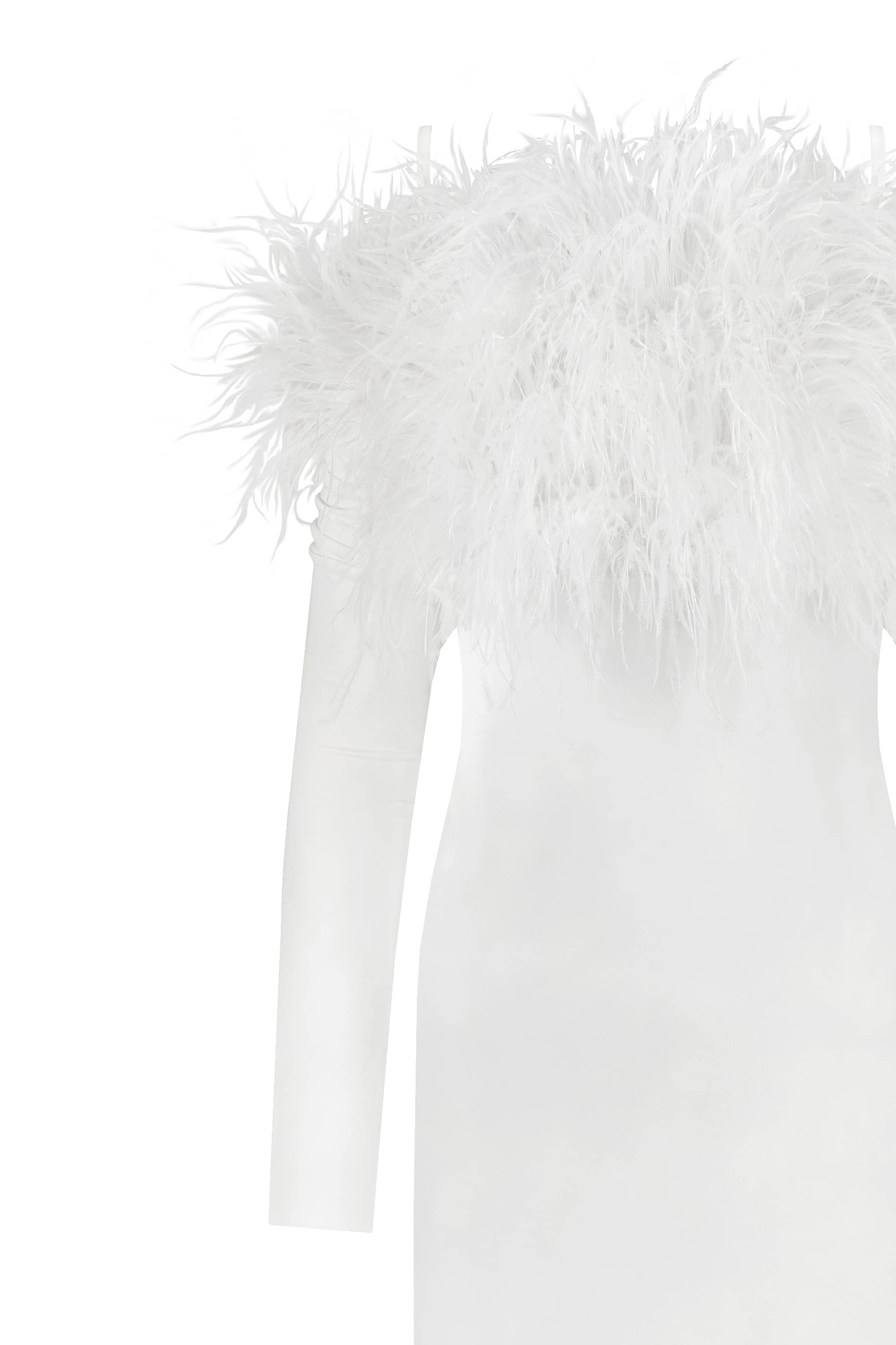 Voguish feather embellished midi dress made by Milla