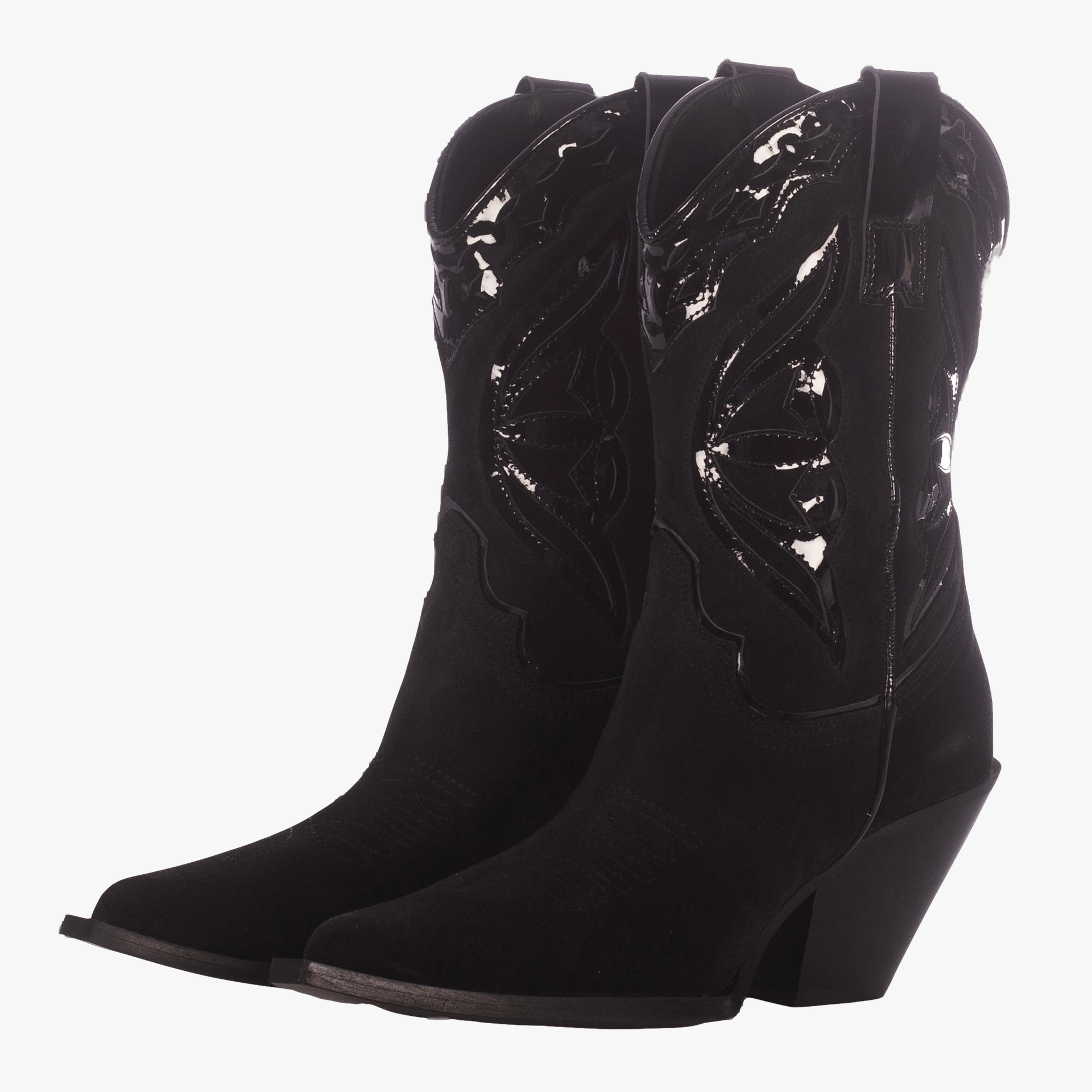 BLACK SUEDE COWBOY BOOTS made by Toral