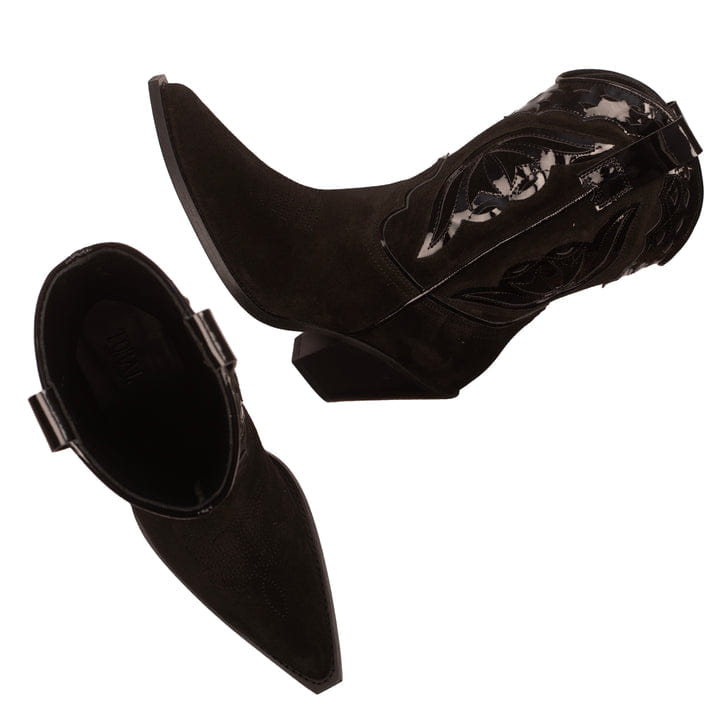BLACK SUEDE COWBOY BOOTS made by Toral