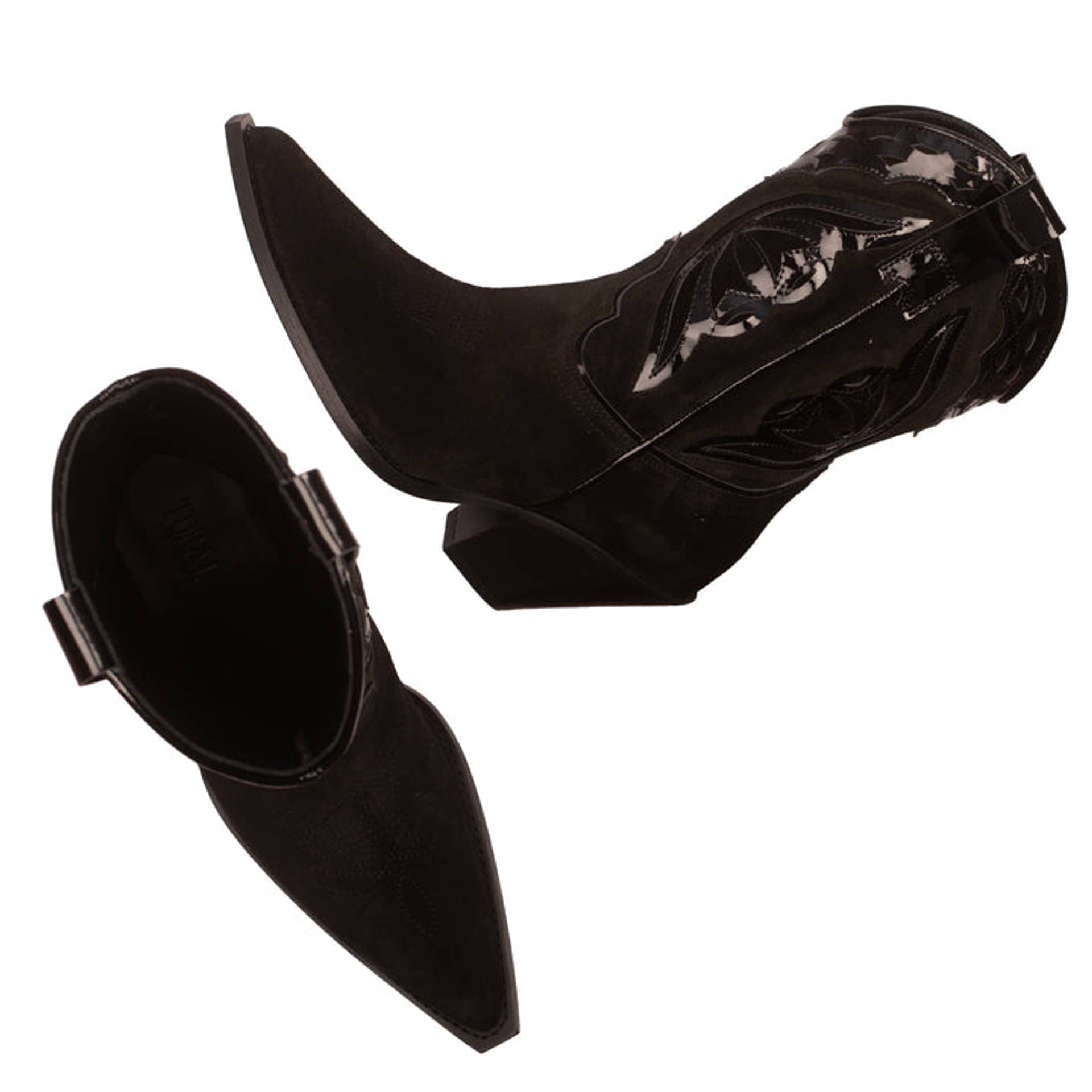 BLACK SUEDE COWBOY BOOTS made by Toral