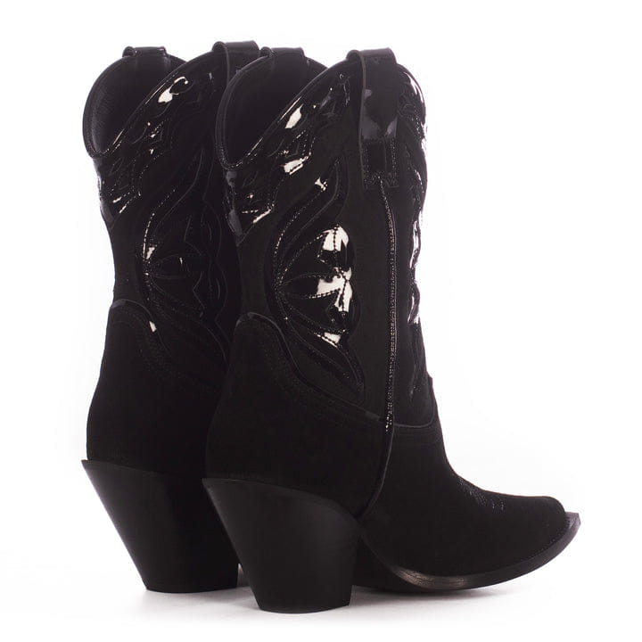 BLACK SUEDE COWBOY BOOTS made by Toral
