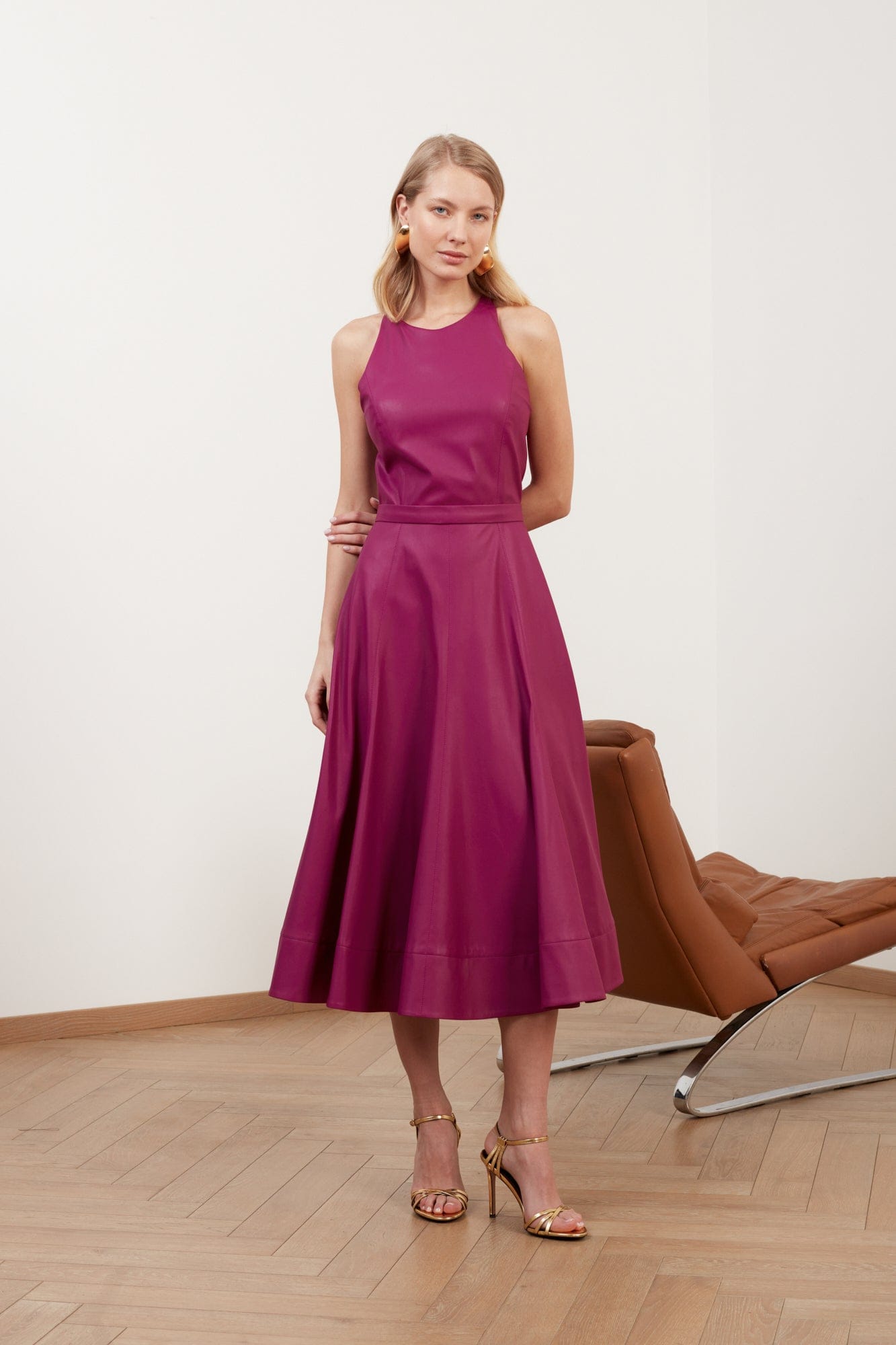 AVALON fuchsia pink faux leather cocktail dress made by UNDRESS