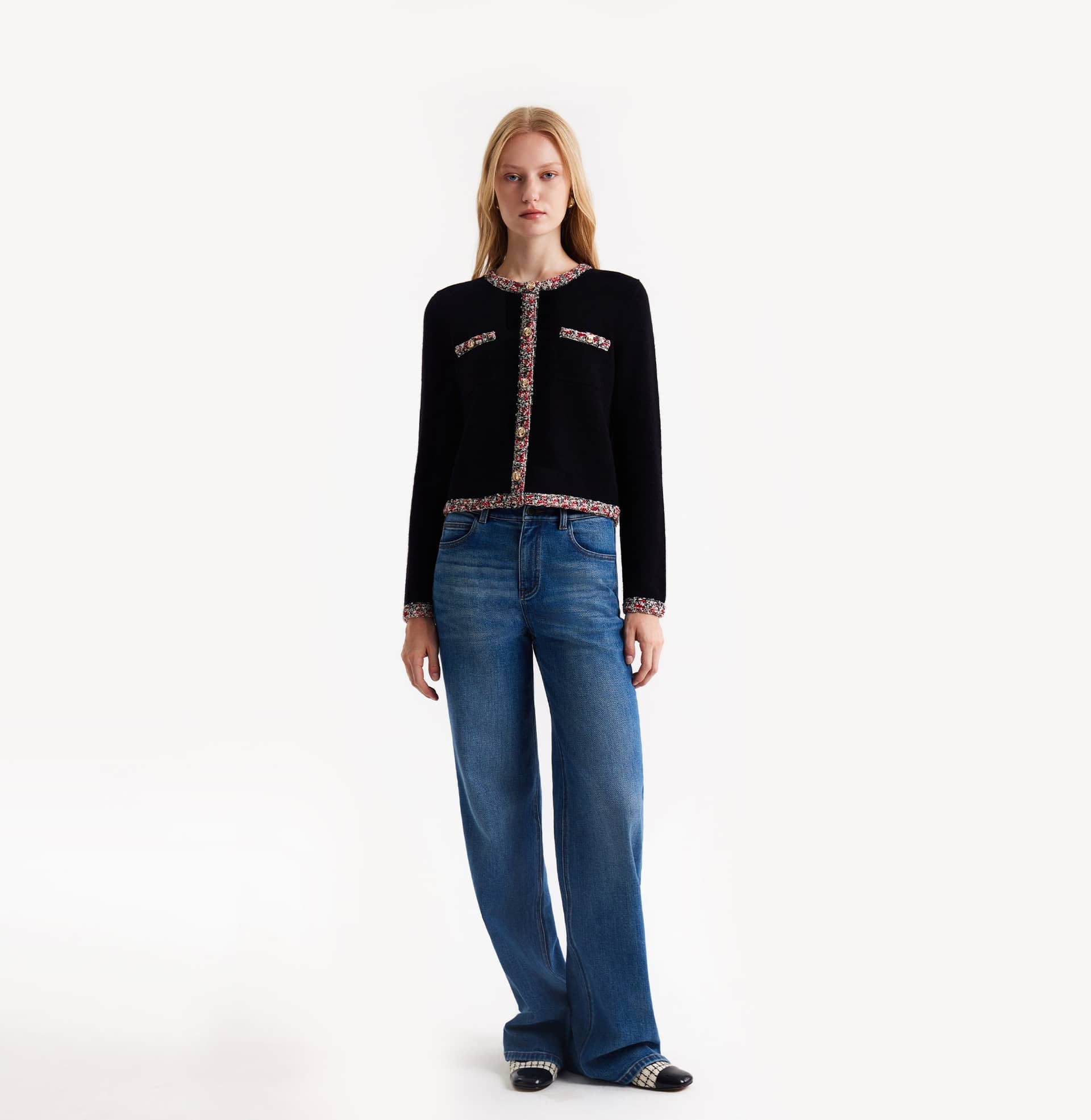 SPECKLE TWEED TRIM CARDIGAN made by CRUSH Collection