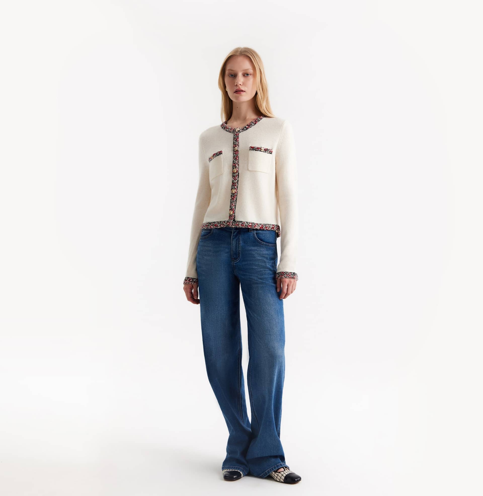 SPECKLE TWEED TRIM CARDIGAN made by CRUSH Collection