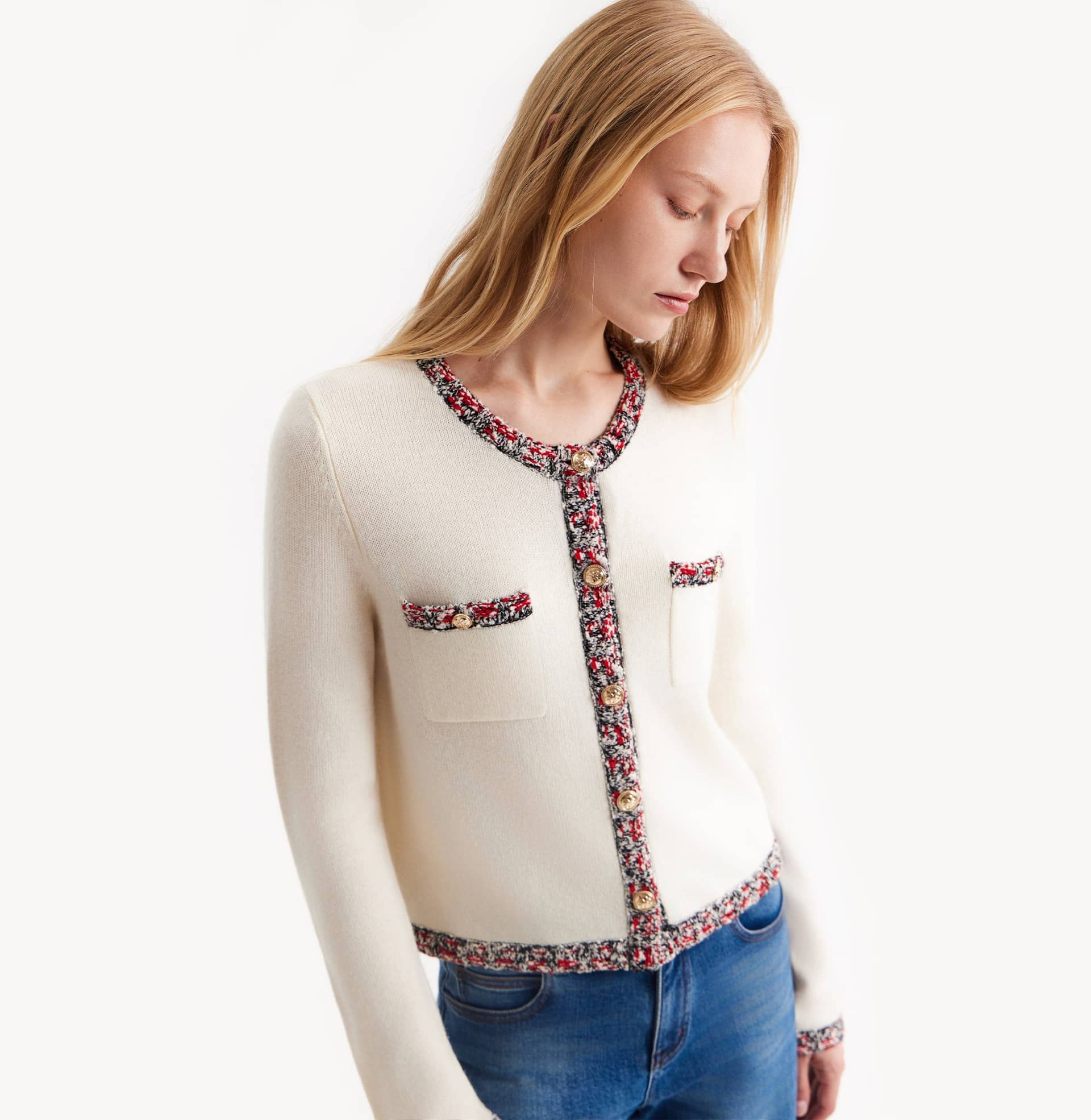 SPECKLE TWEED TRIM CARDIGAN made by CRUSH Collection