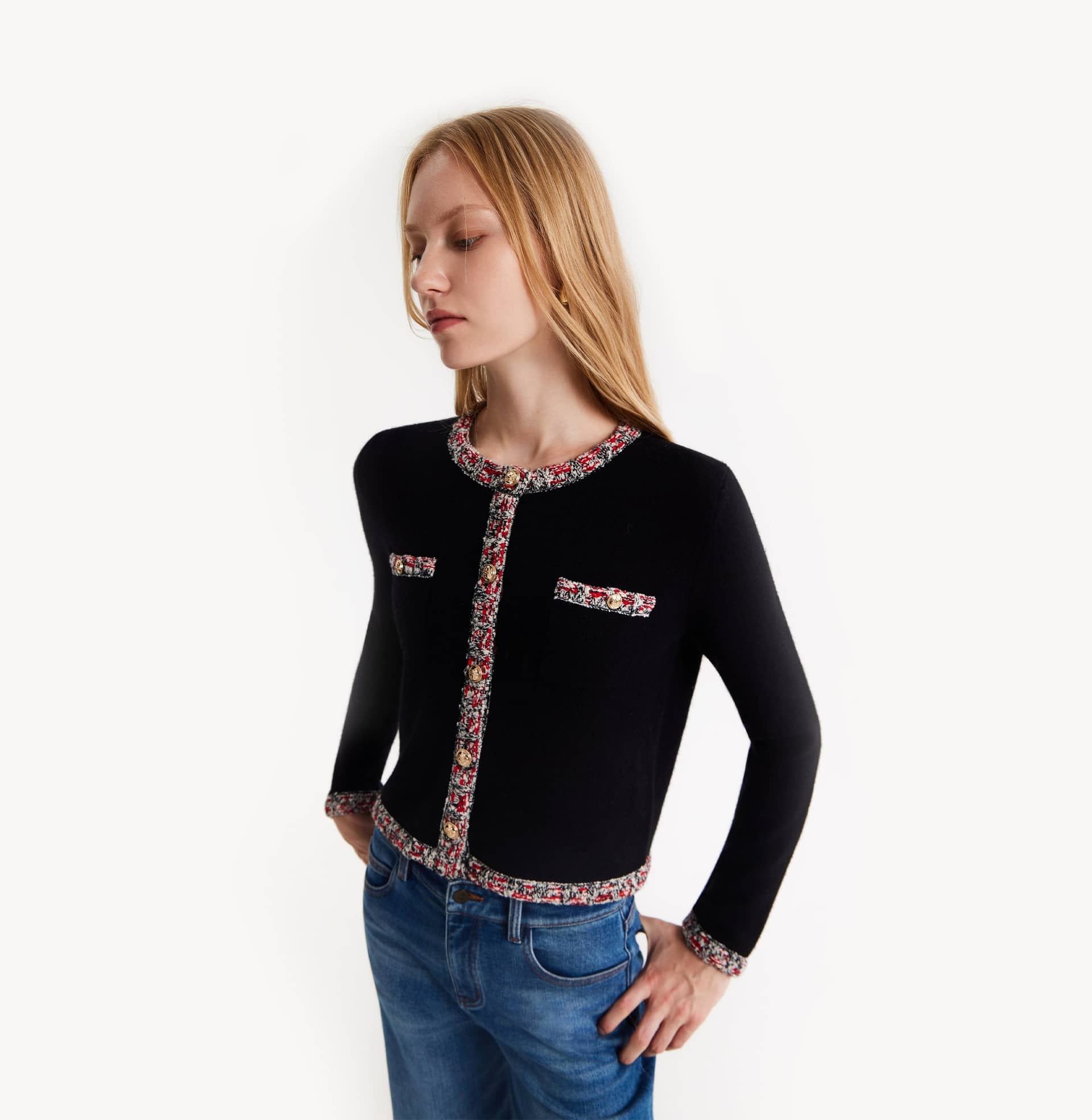 SPECKLE TWEED TRIM CARDIGAN made by CRUSH Collection