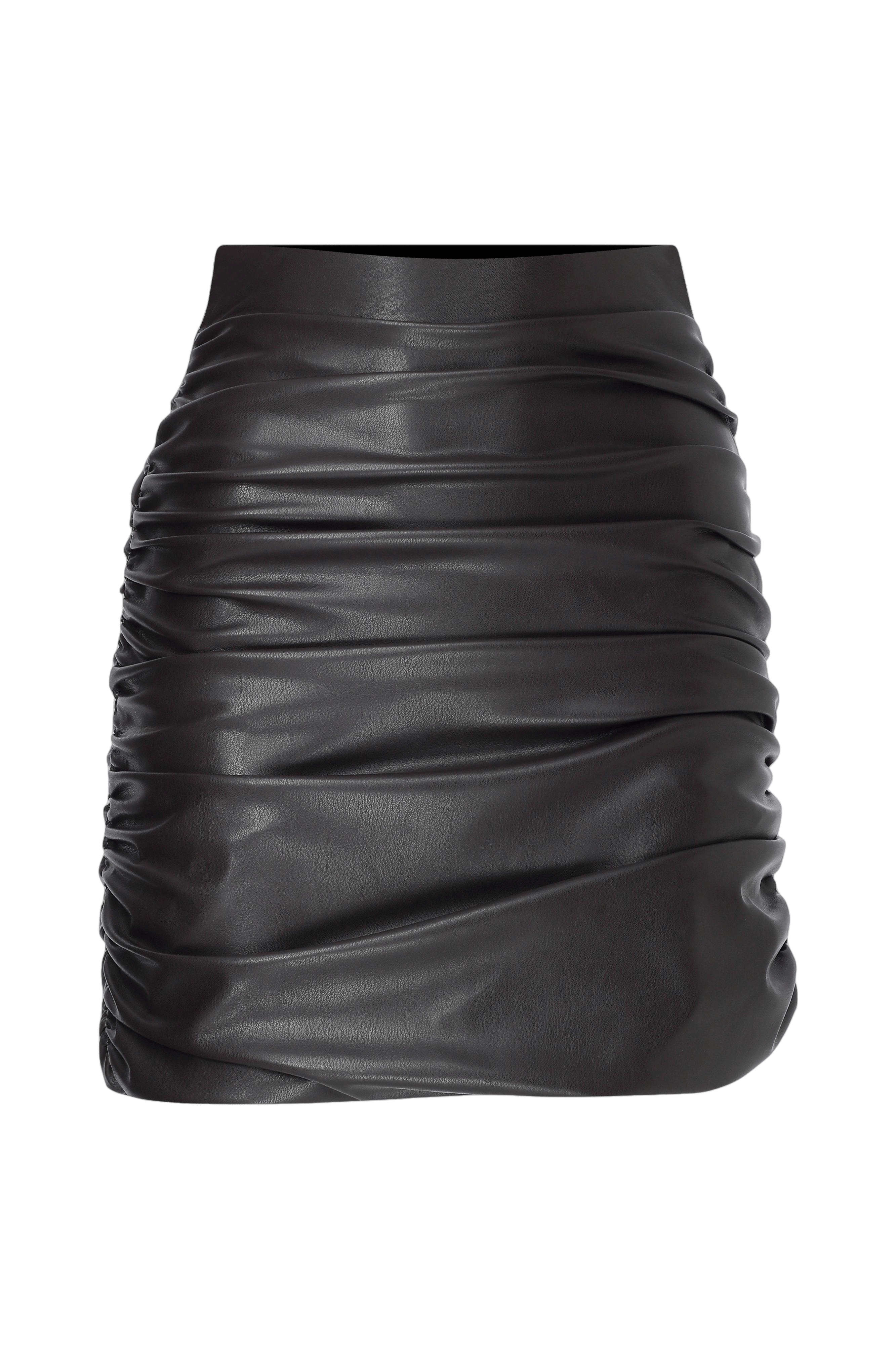 Chels Ruched Skirt in Brown made by Nazli Ceren