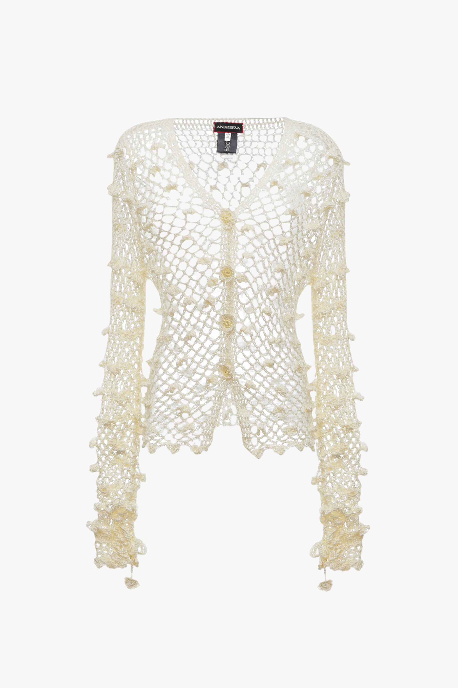 White Handmade Crochet Shirt made by ANDREEVA