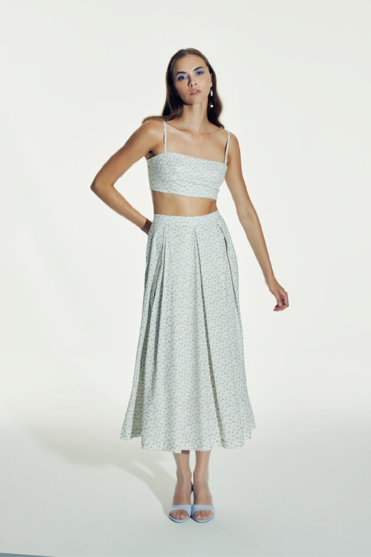 Lalia Printed Cotton Top in Cannoli Cream made by Nazli Ceren