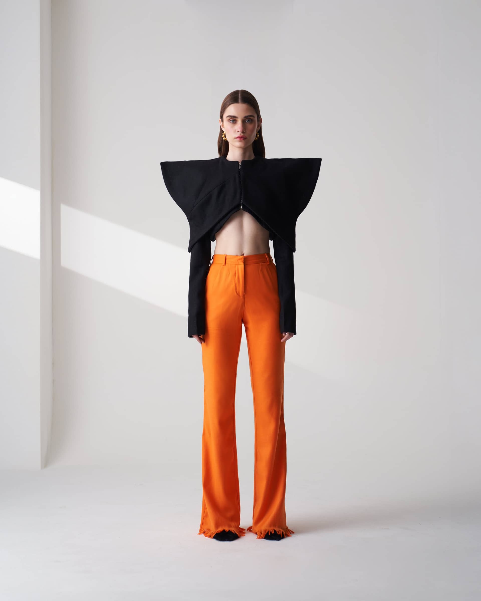 Wool Blend Cropped Jacket made by Szabo Sihag