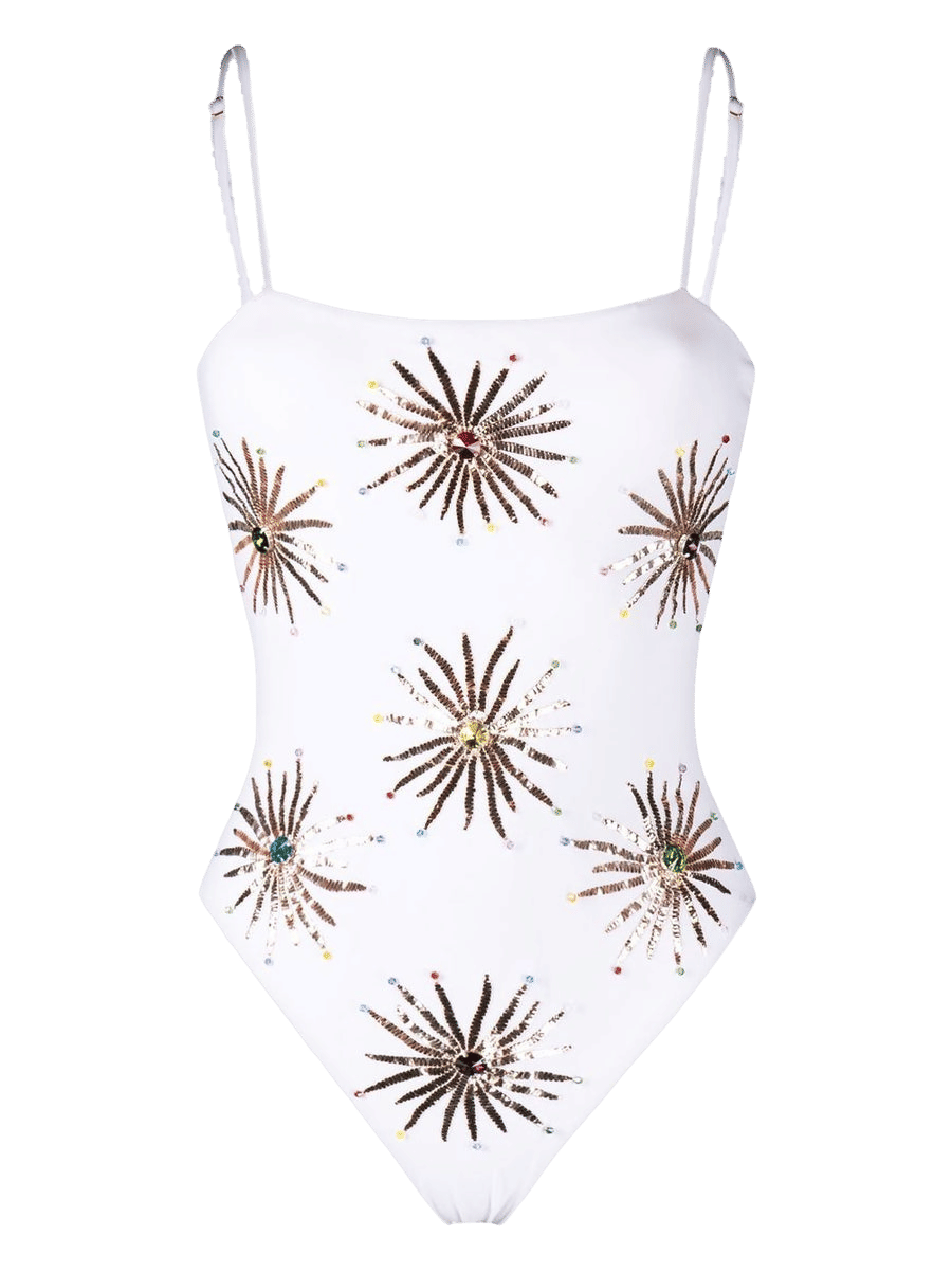 Dolly Two Strap Retro White Swimsuit in White made by Oceanus Swimwear