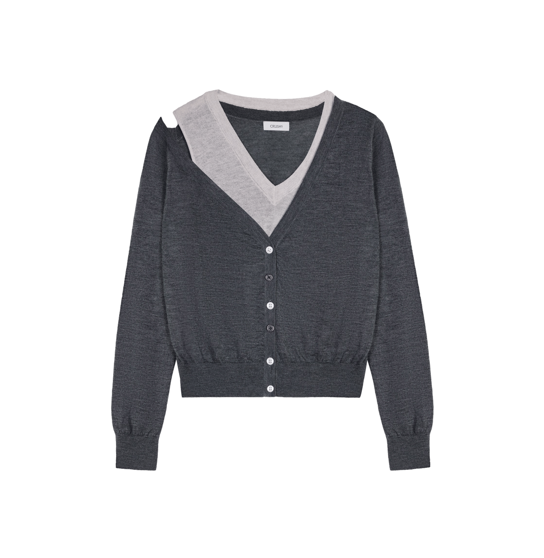 CASHMERE FAUX TWO-PIECE CARDIGAN made by CRUSH Collection