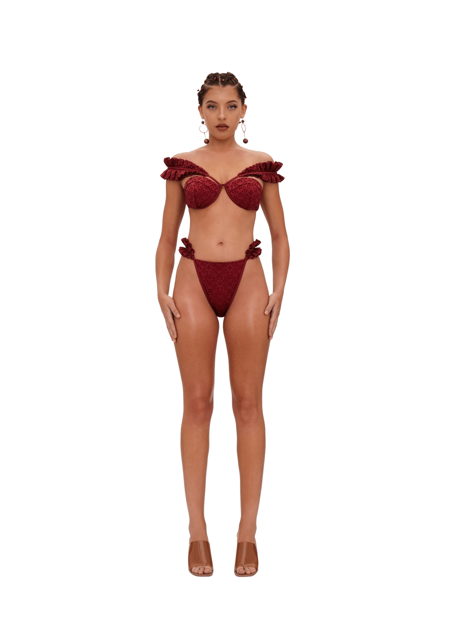 MULAN BIKINI TOP - WINE made by Andrea Iyamah