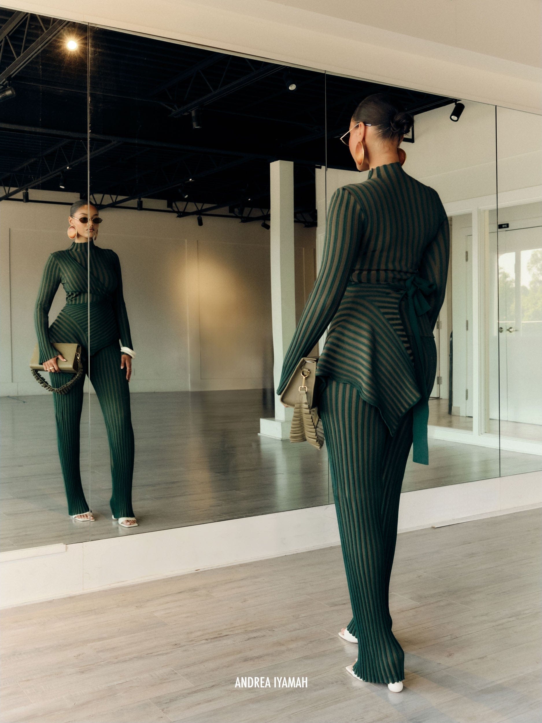 AYO KNIT PANTS - GREEN made by Andrea Iyamah